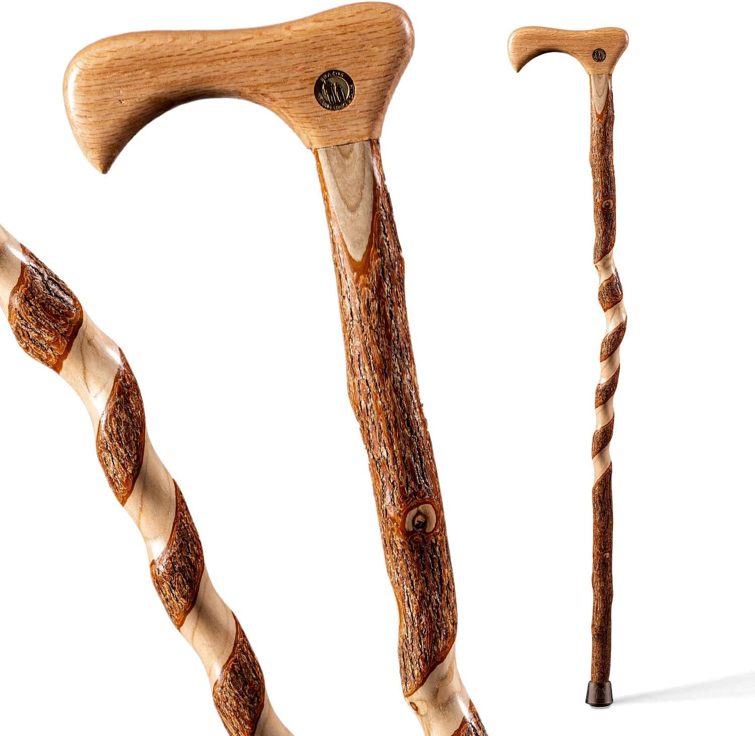 Walking Cane Rustic Natural Wood Lightweight Handcrafted USA For Men And Women