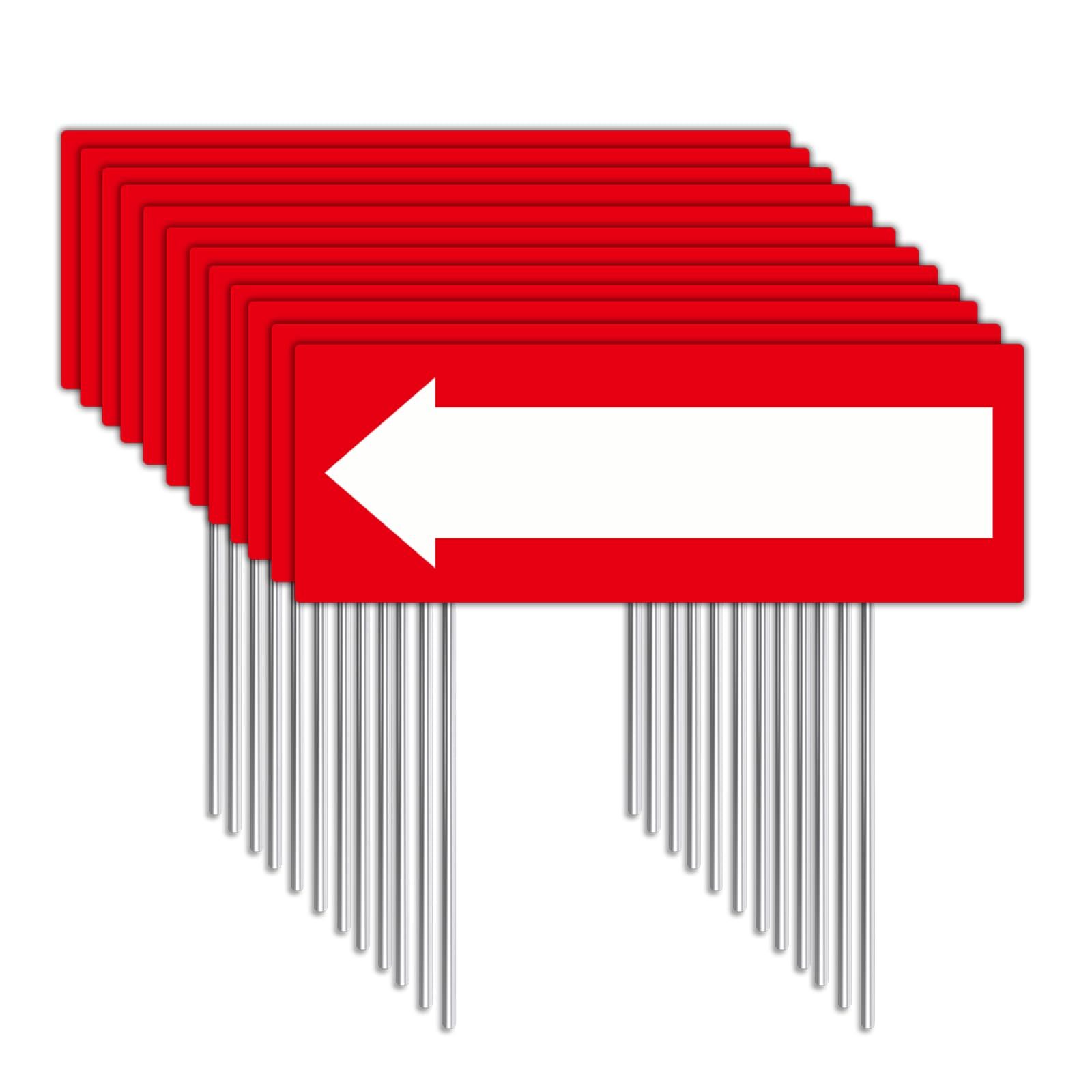 12 Pack Plastic Decorative Signage 17 x 6 Inches Red-White Arrow Signs with S…