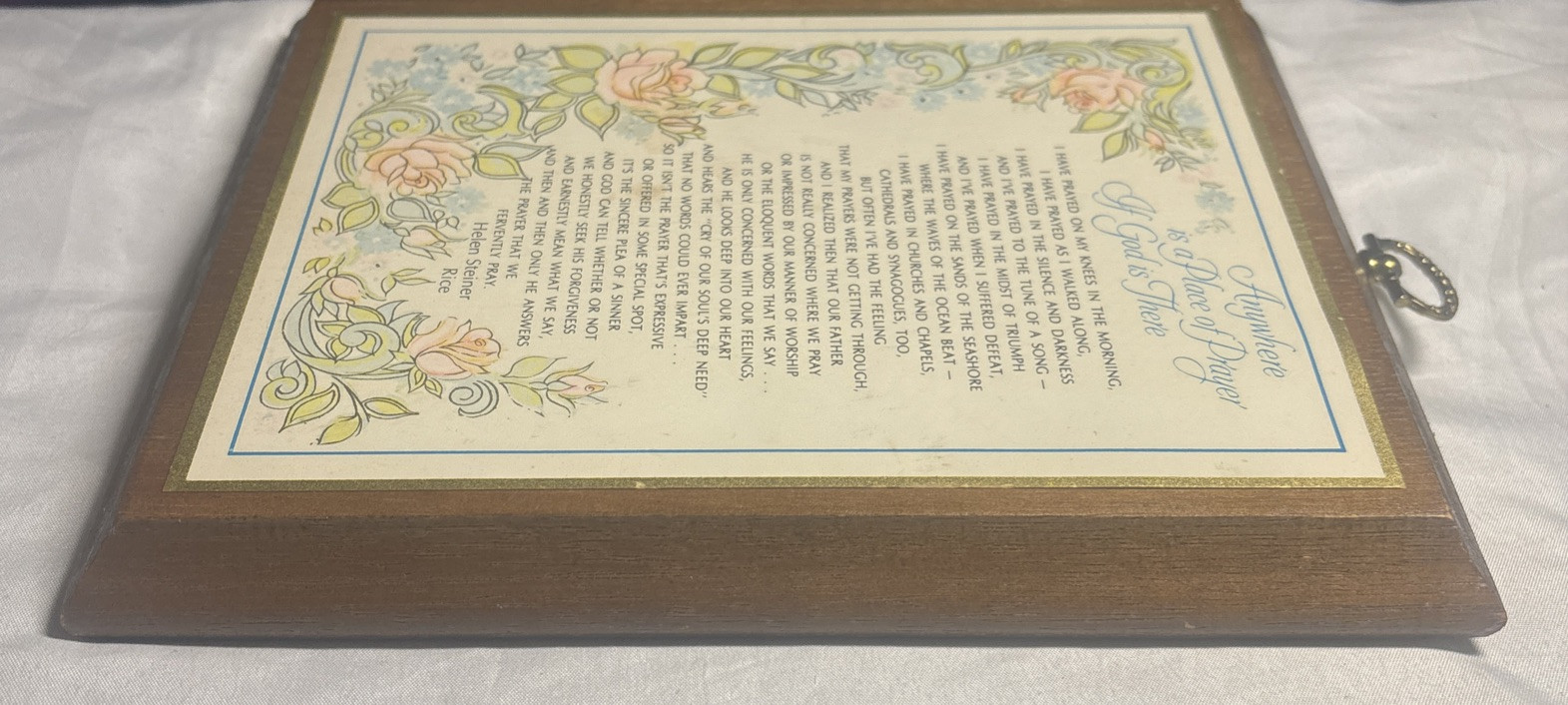 VNT 1973 Gibson Wall Art ANYWHERE IS A PLACE OF PRAYER Religious Helen S. Rice