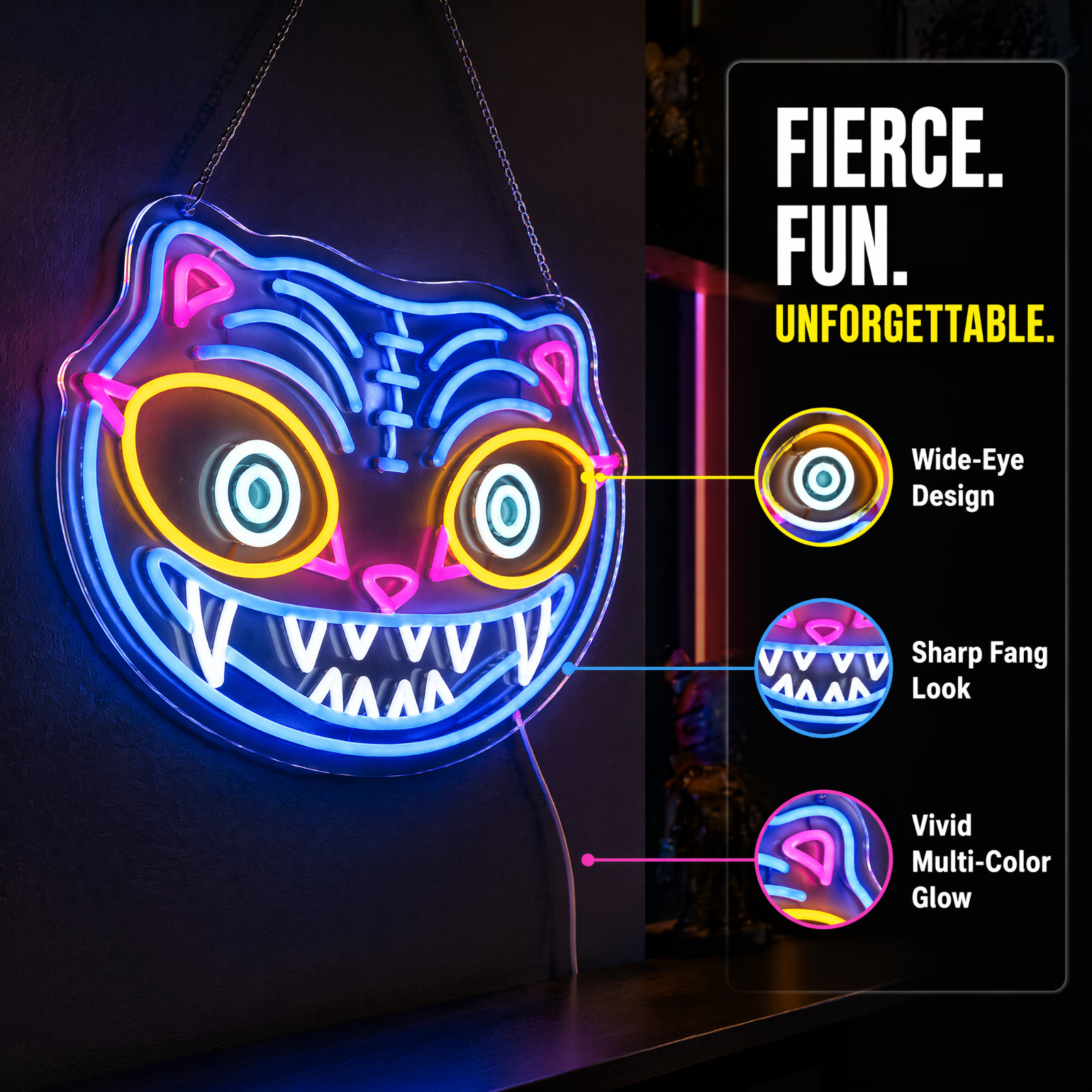 Derpy Tiger Multicolor LED Neon Sign 7.9″x15.7″
