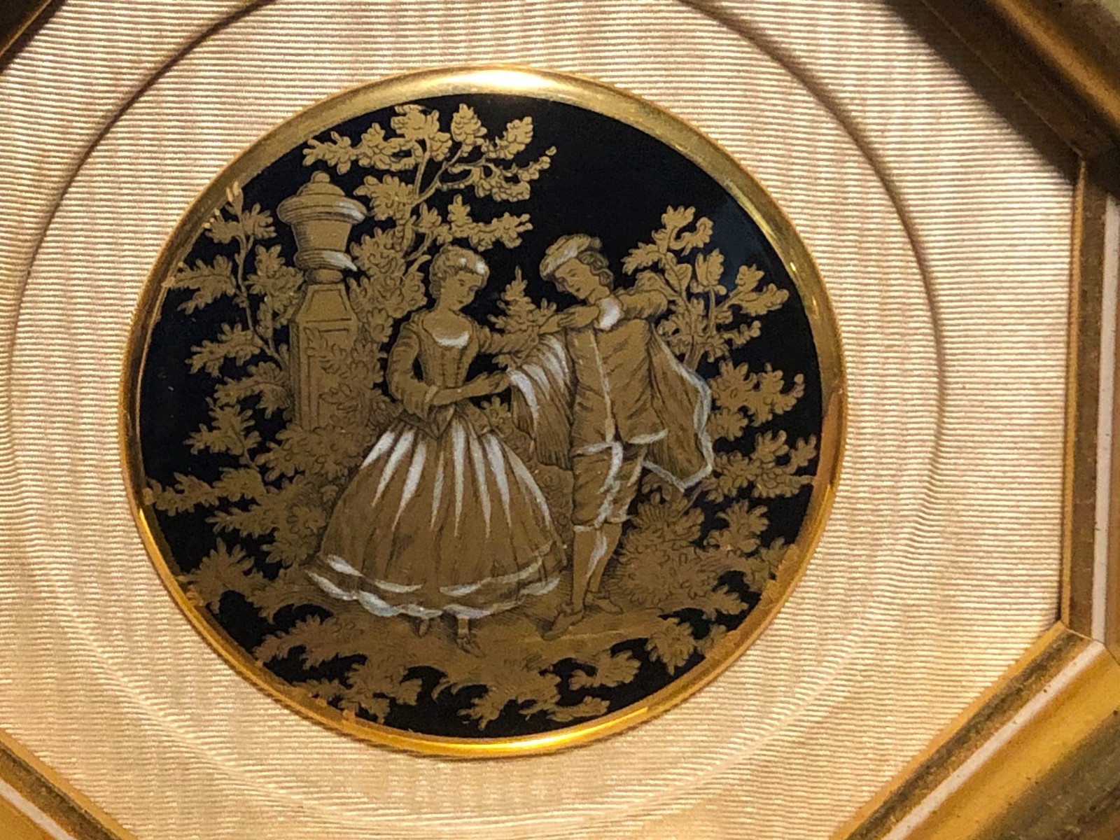 Pair Of Vtg Framed 24 Kt Gold Rim Limoges France China From Sungott Art Studios
