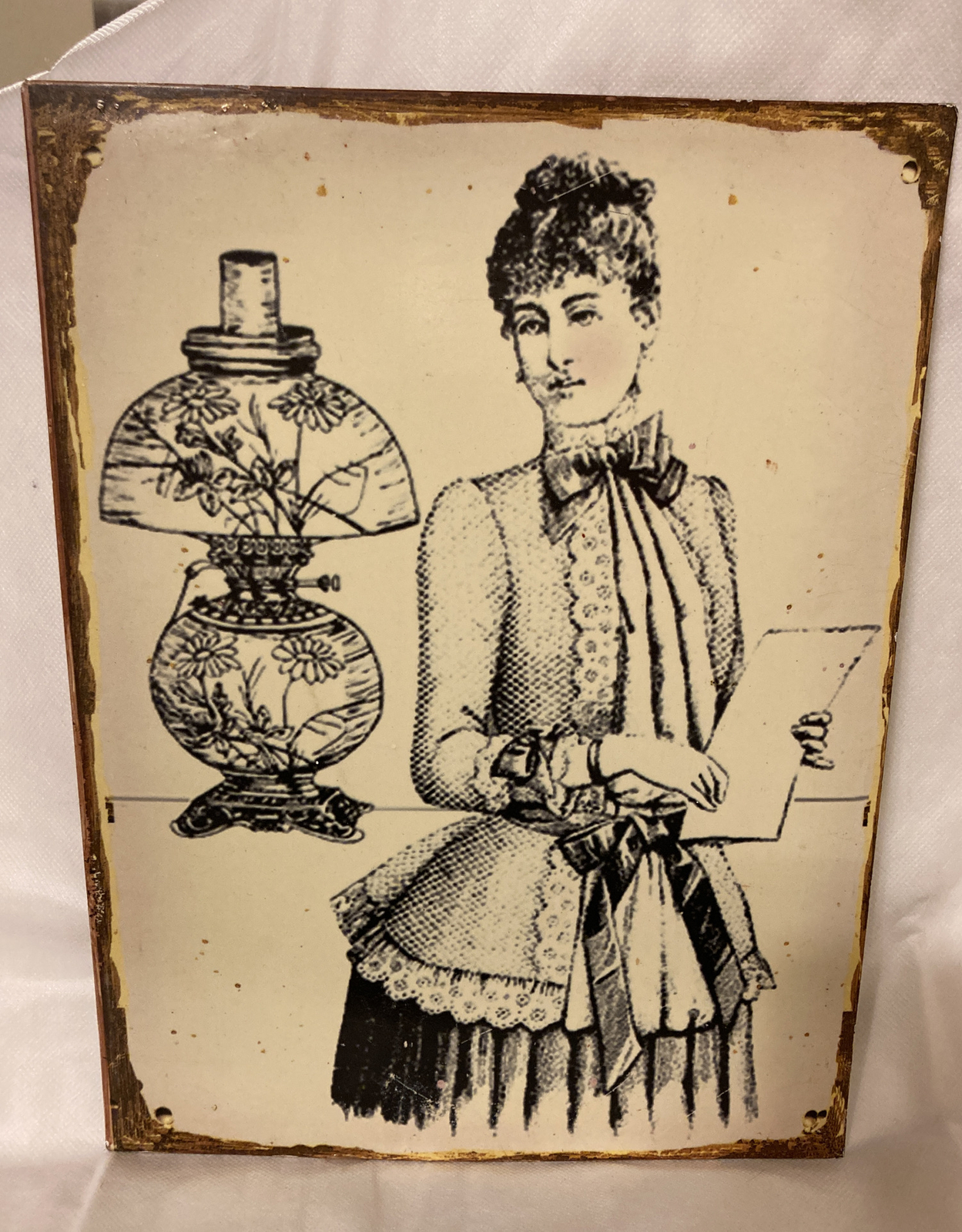 Women Dressed In Vintage Dress ~Metal Art Sign 10 1/2”x 13 3/4”