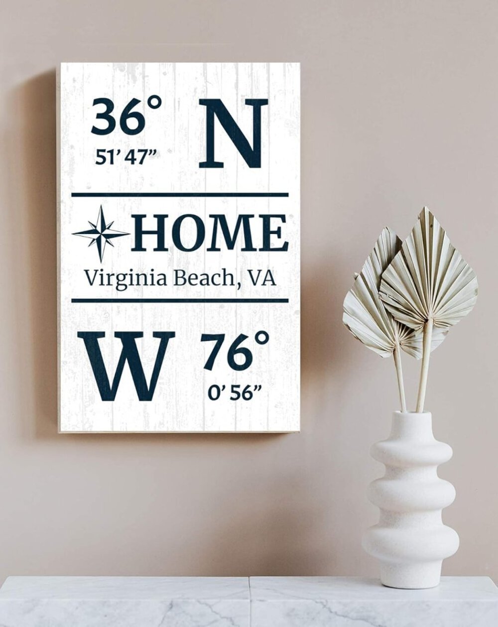 GPS Coordinate Sign Personalized Solid Wood Latitude Longitude Wall Art – 16.5″