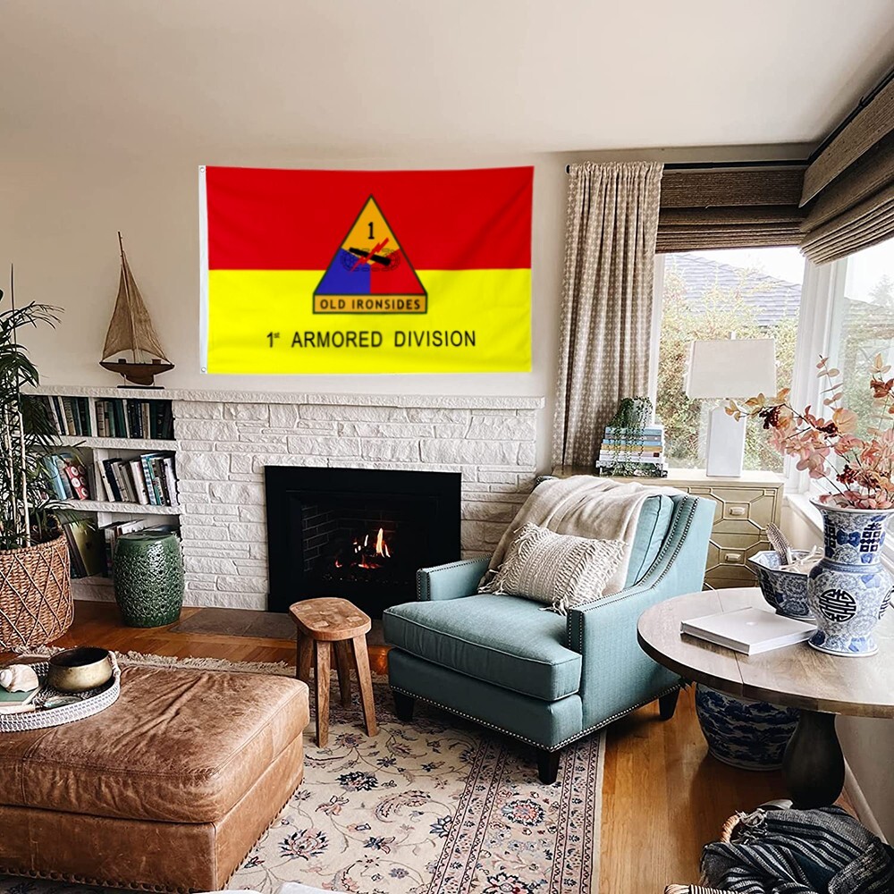 Army 1st Old Ironsides Armored Division Flag Banner 3×5 Feet Home Garden Decor