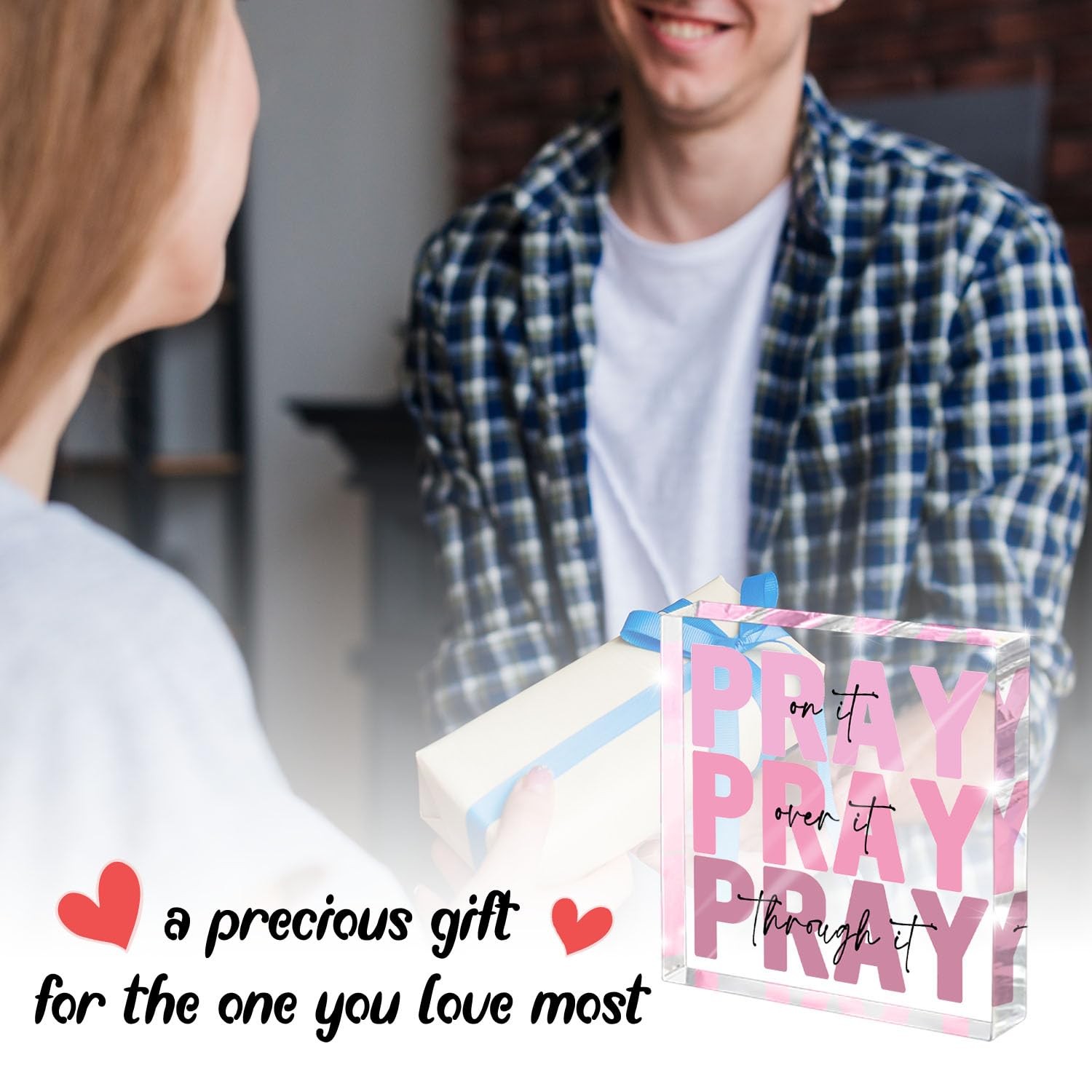 Pink Inspirational Decor Pray Over It Bible Verse Wall Art Christian Gifts fo…