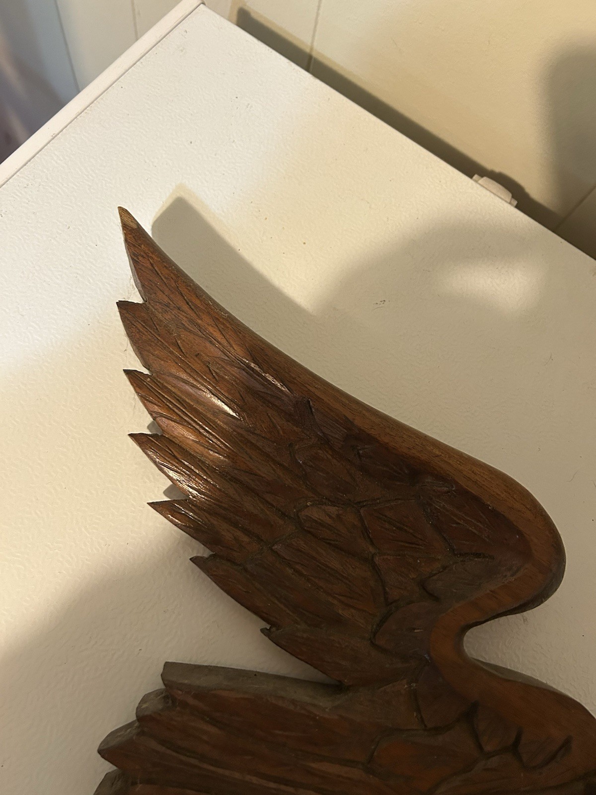 Hand Carved Wood Eagle Wall Plaque Americana Folk Art Patriotic Flag 27 1/2”