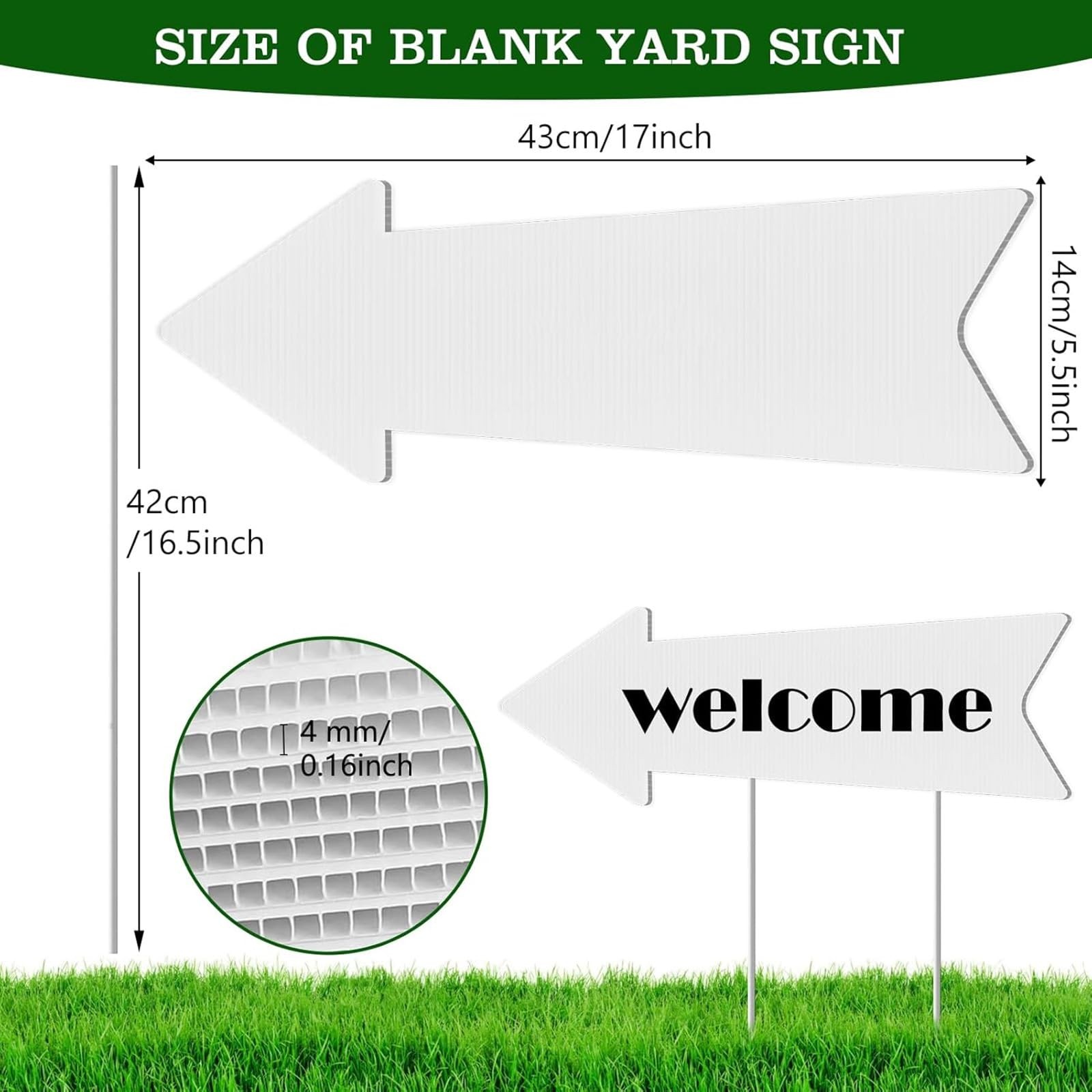 Blank-Arrow-Signs Bulk with Stakes 3 Pack 17 X 6 Inches Wedding Directional Yard