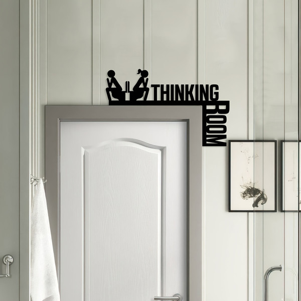 Funny Thinking Room Door Corner Decor Couple Toilet Silhouette Bathroom Sign