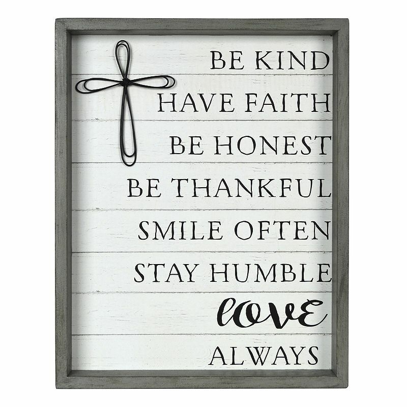 New View “Be Kind” Cross Wall Decor, Multicolor Wood Shadow Box Art