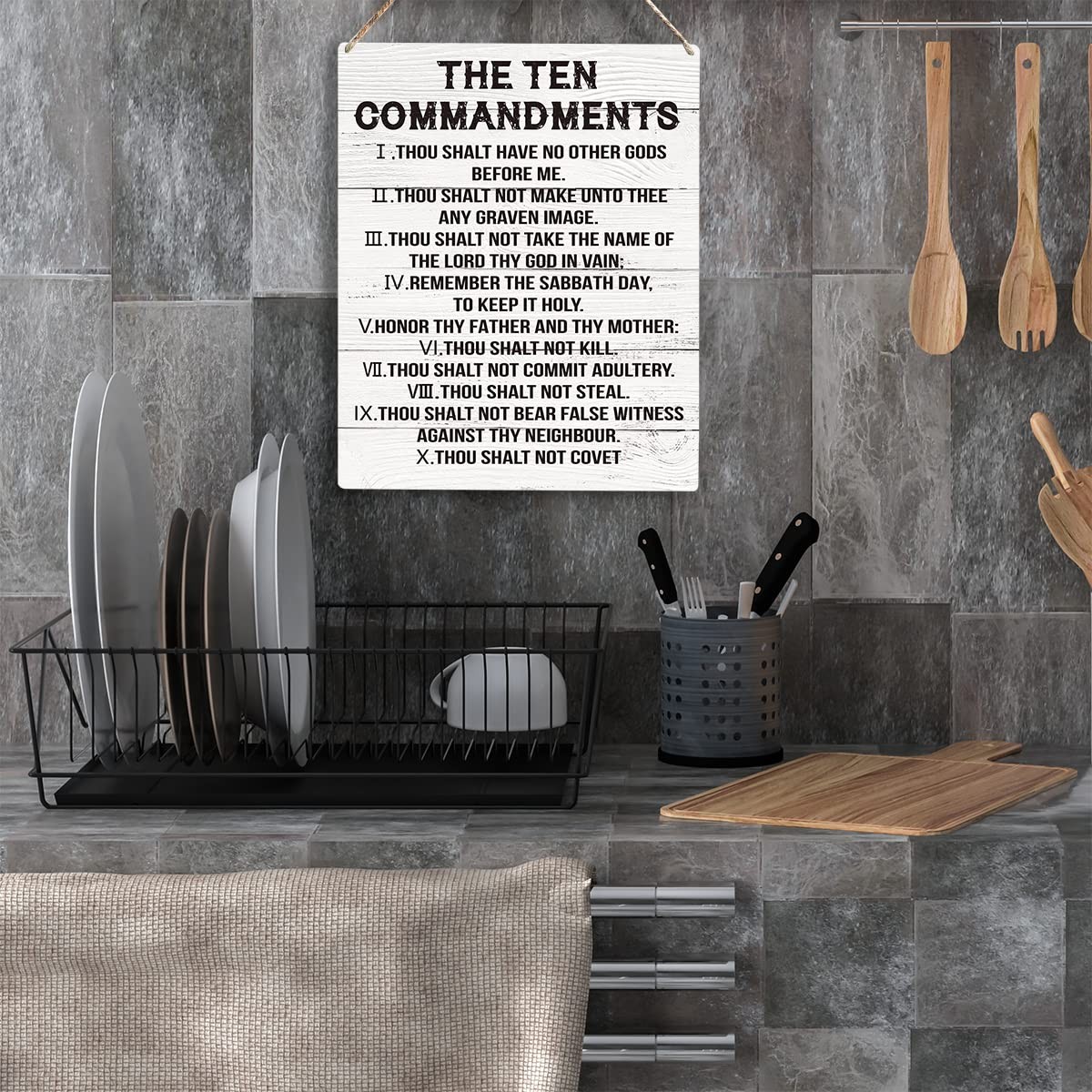 YCYD Inspirational Ten Commandments Wall Art,10 8×10 inches, Brown110