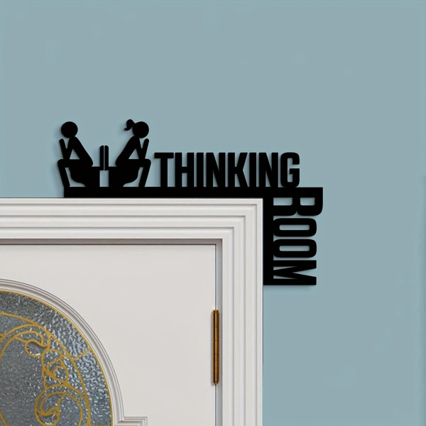 Funny Thinking Room Door Corner Decor Couple Toilet Silhouette Bathroom Sign