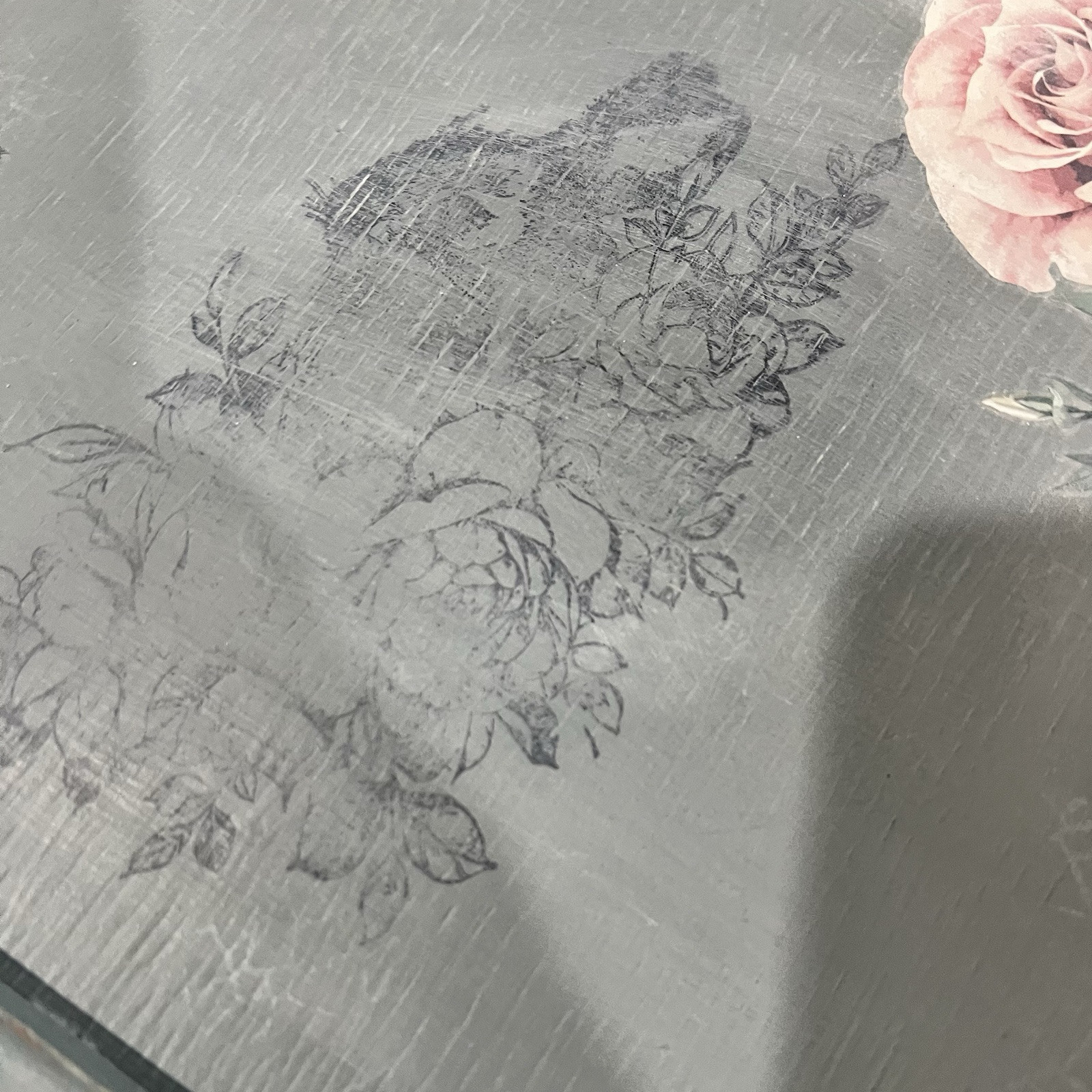 VTG Upcycled Gray Floral Farmhouse Old Wood Door Bunny Wall Art French Country