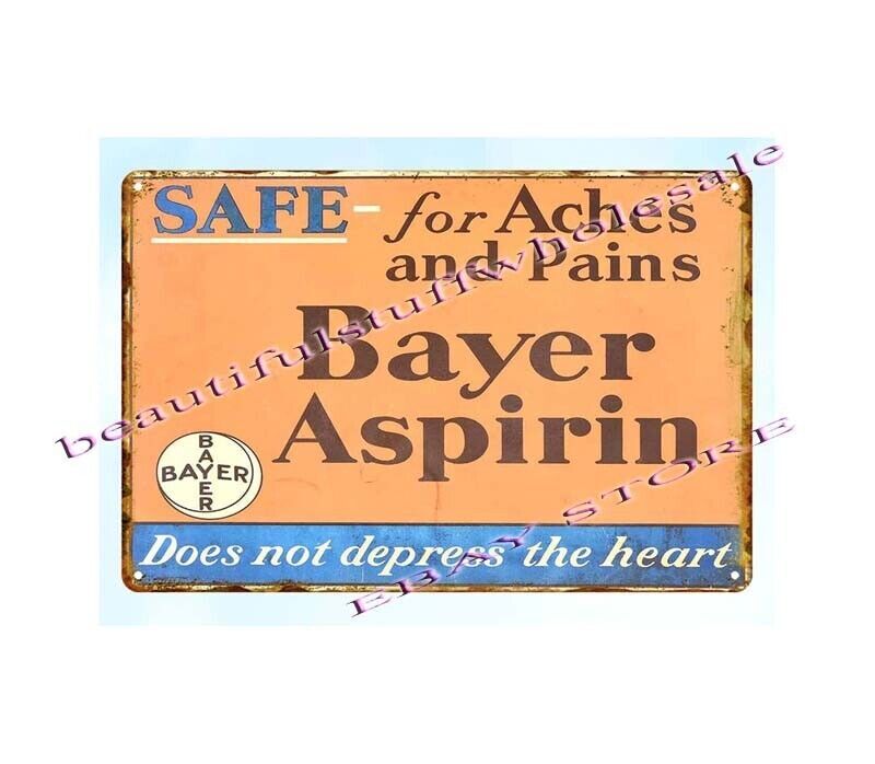Bayer Aspirin Does Not Depress The Heart metal tin sign contemporary decor