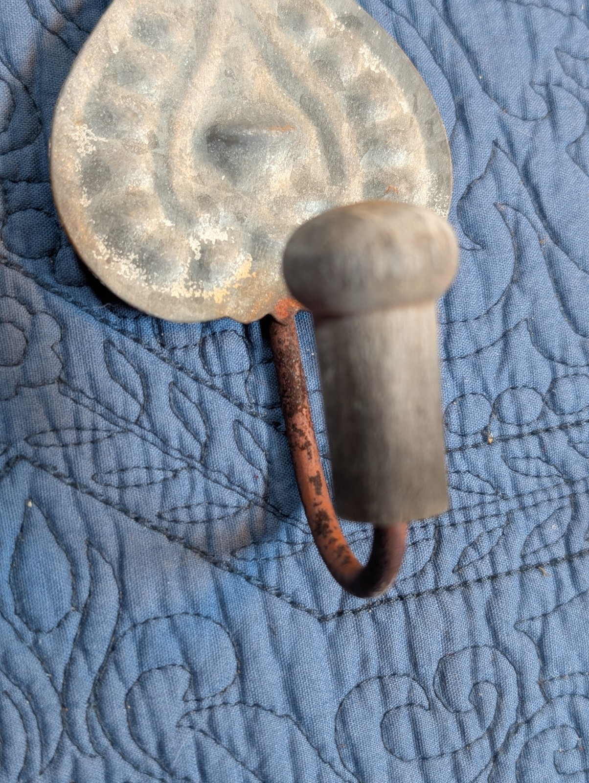 Vintage Embossed Tin Wall Hooks Pair Floral French Country Farmhouse Shabby Chic