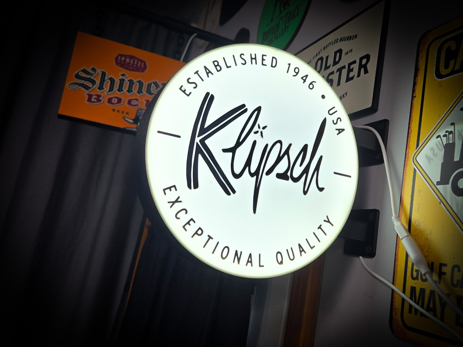 Klipsch LED Lightbox Sign 3D Printed Round Wall Mount Man Cave Garage Decor