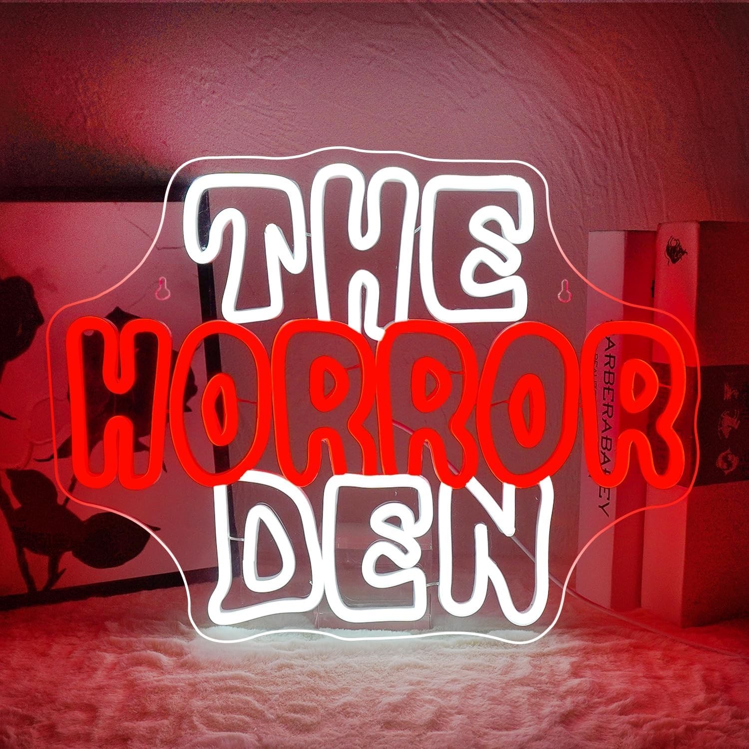 Unique ‘The Horror Den’ Neon Wall Sign – Perfect Haunted Atmosphere for Events