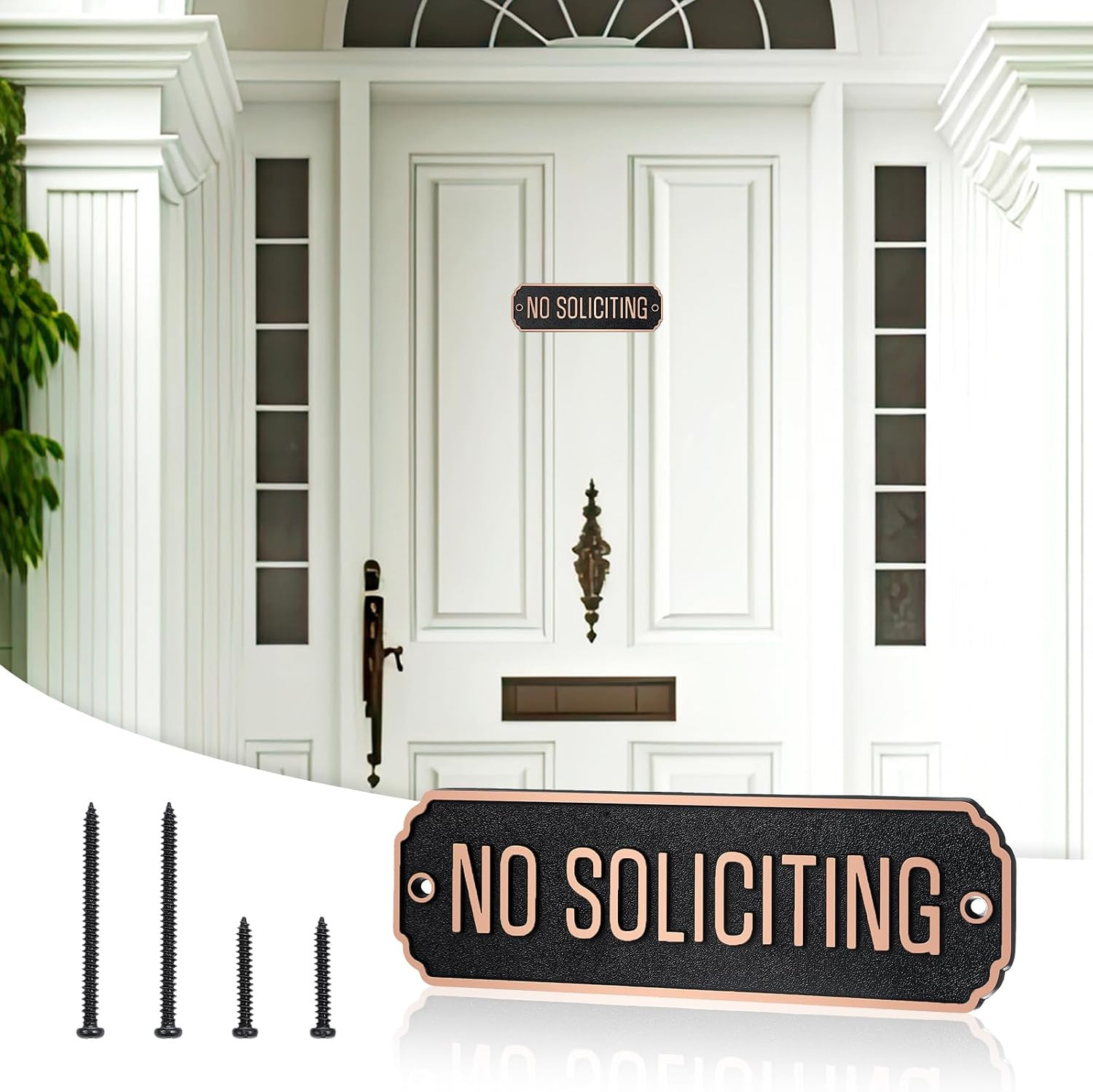Brass No Soliciting Sign 1.5″ X 5″ No Soliciting Door Sign Thank You Solid Brass