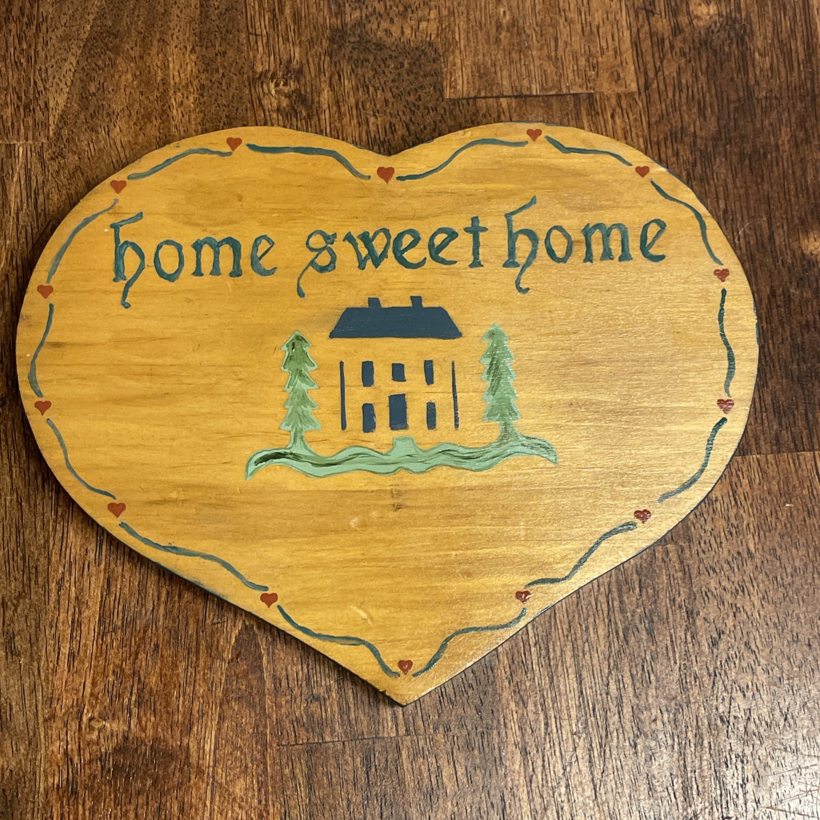 Vintage Wood Home Sweet Home Wall Decor Heart Plaque Country House Hand Painted