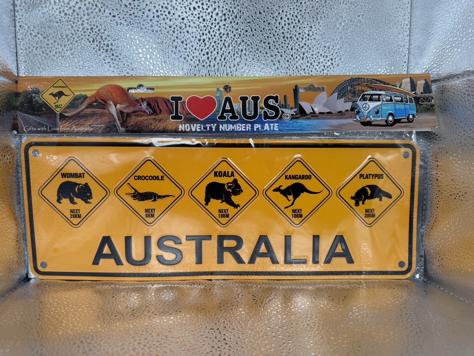 I Love Aus Australia Novelty Number Plate Yellow Metal Wildlife Sign BK-CP3