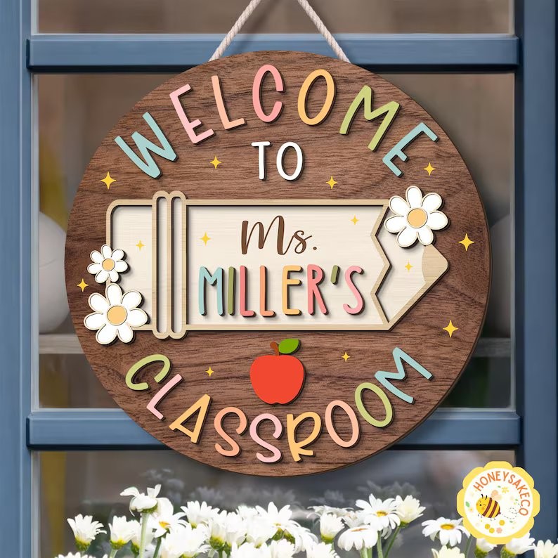 Personalized Teacher Name Door Sign, Teacher Appreciation Classroom Decor