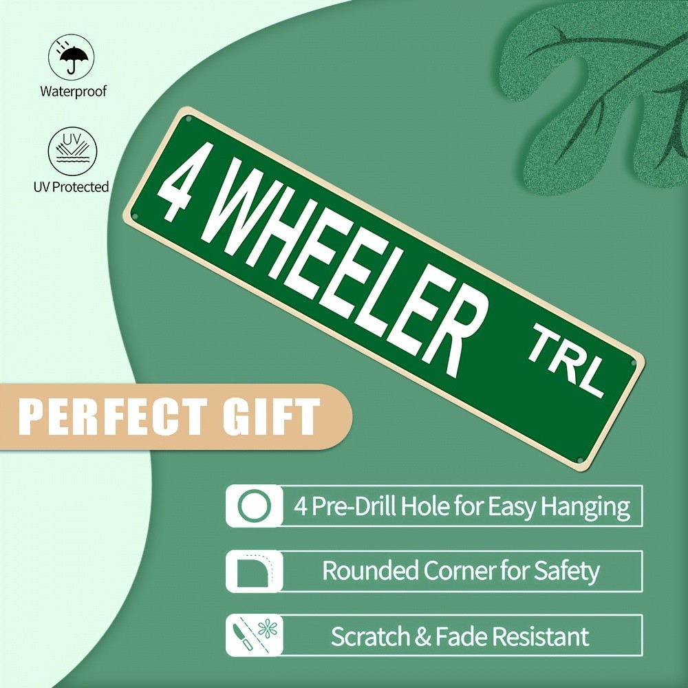 10.16X40.64 cm Green Metal Sign with White Lettering