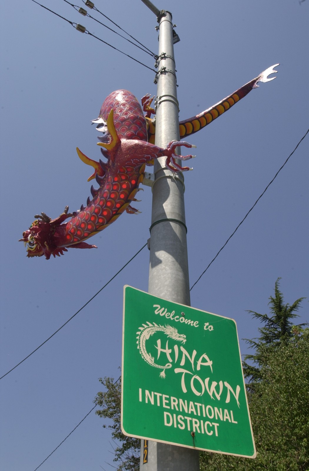 Seattle Washington Welcome to China Town International District dragon 15×18