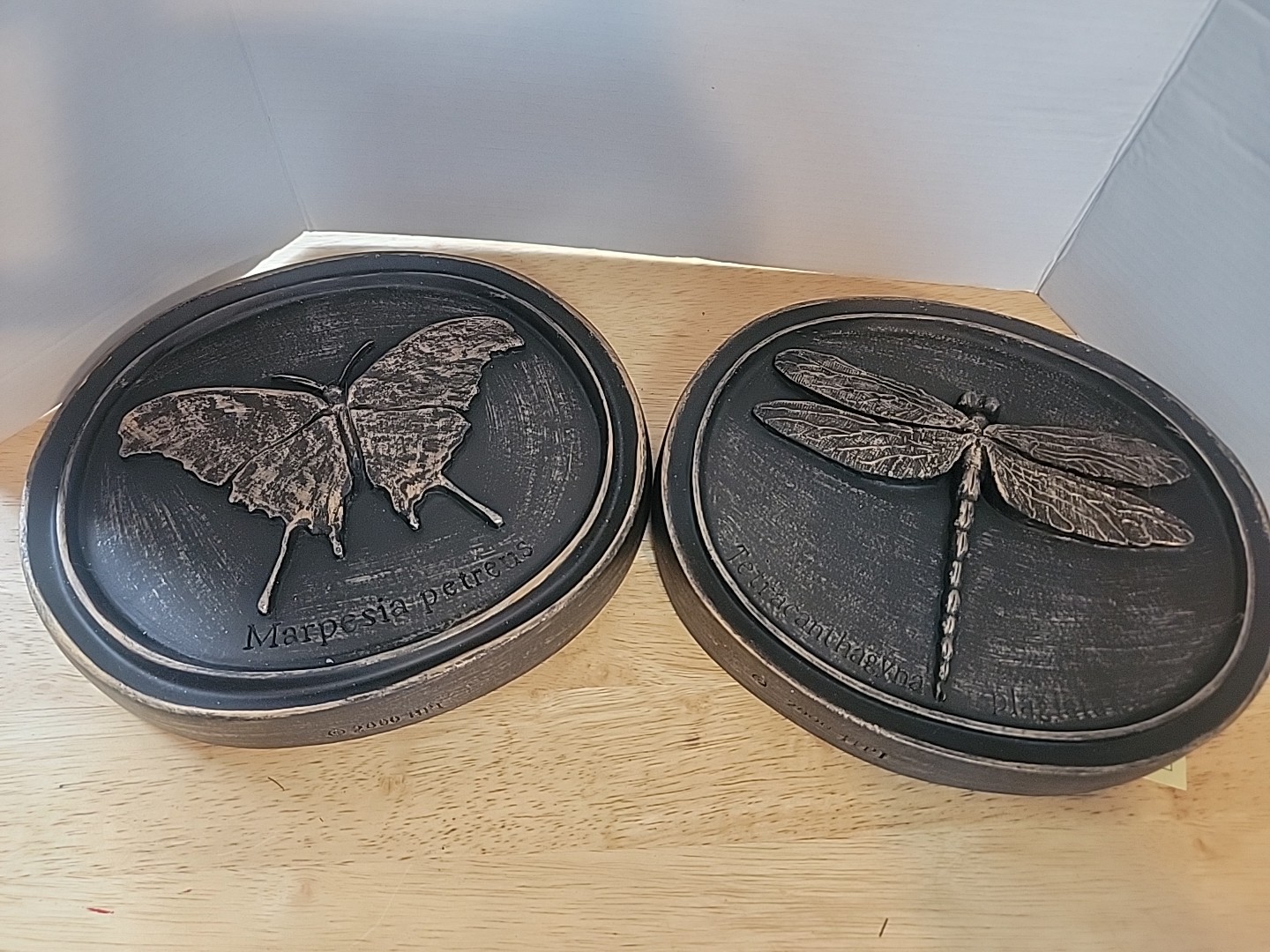 Vintage Butterfly Dragonfly Entomology 2 Wall Plaques House Parts Inc 2000