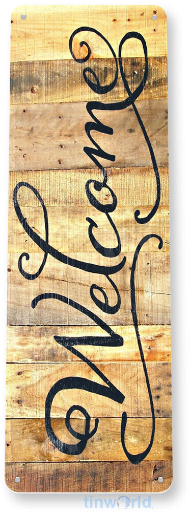 TIN SIGN Welcome Script Metal Décor Wall Art Store Café Shop Cottage B011