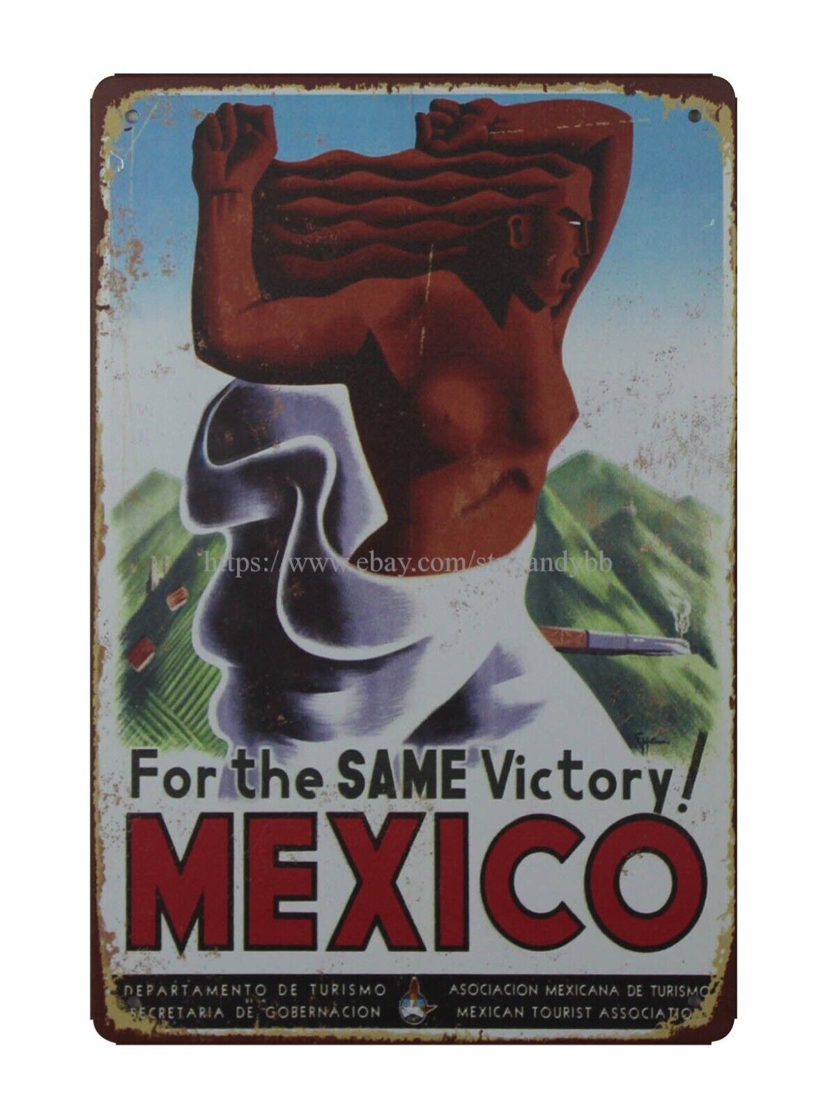shop wall art For The Same Victory Mexico tourisam travel metal tin sign