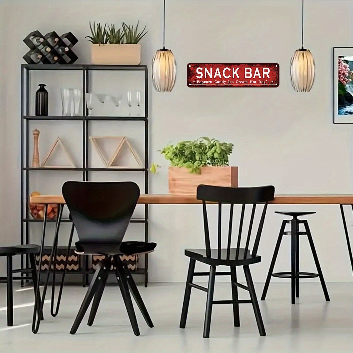 Vintage Metal Snack Bar Sign Red White Retro Decor
