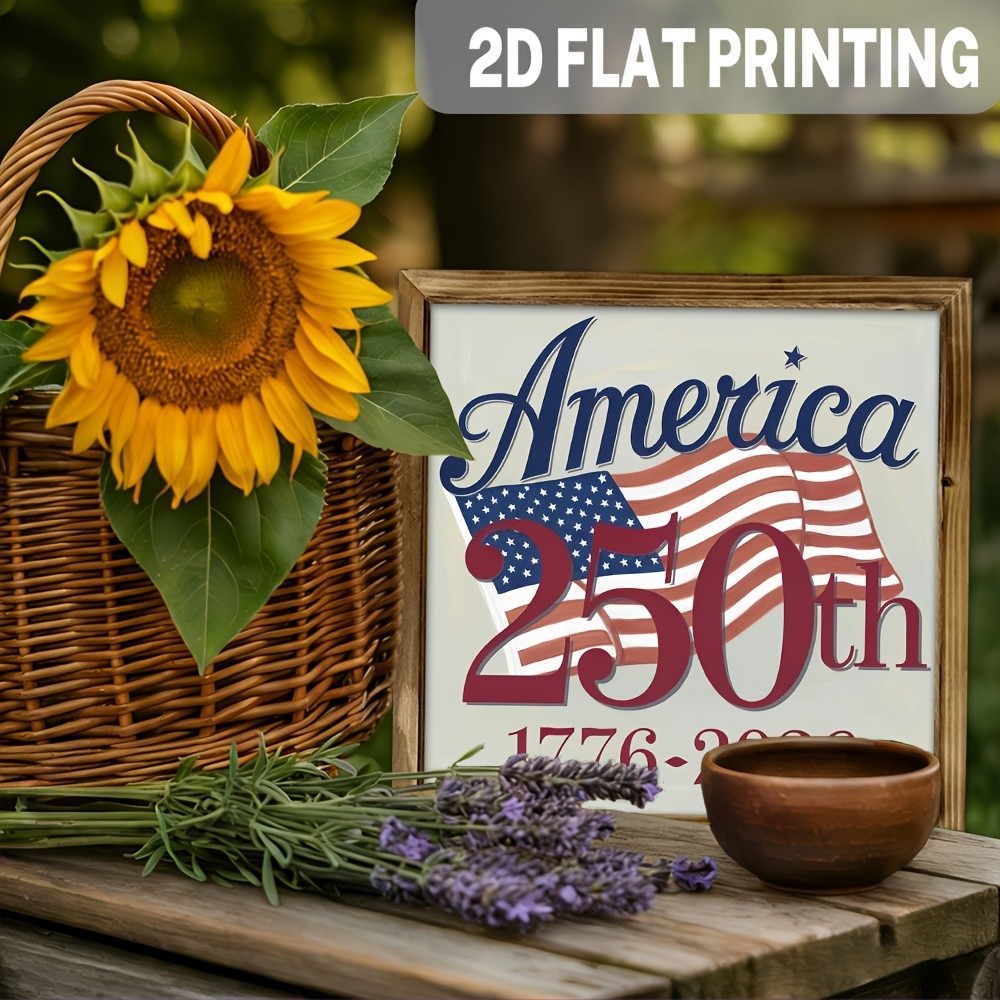 America 250th Anniversary 1776-2026 Flag Wall Art, Patriotic Home Decor