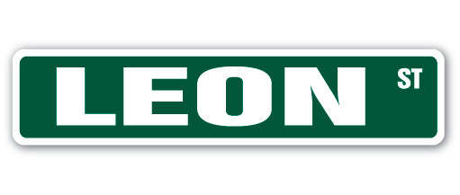 LEON Street Sign Childrens Name Room Metal Sign Decal