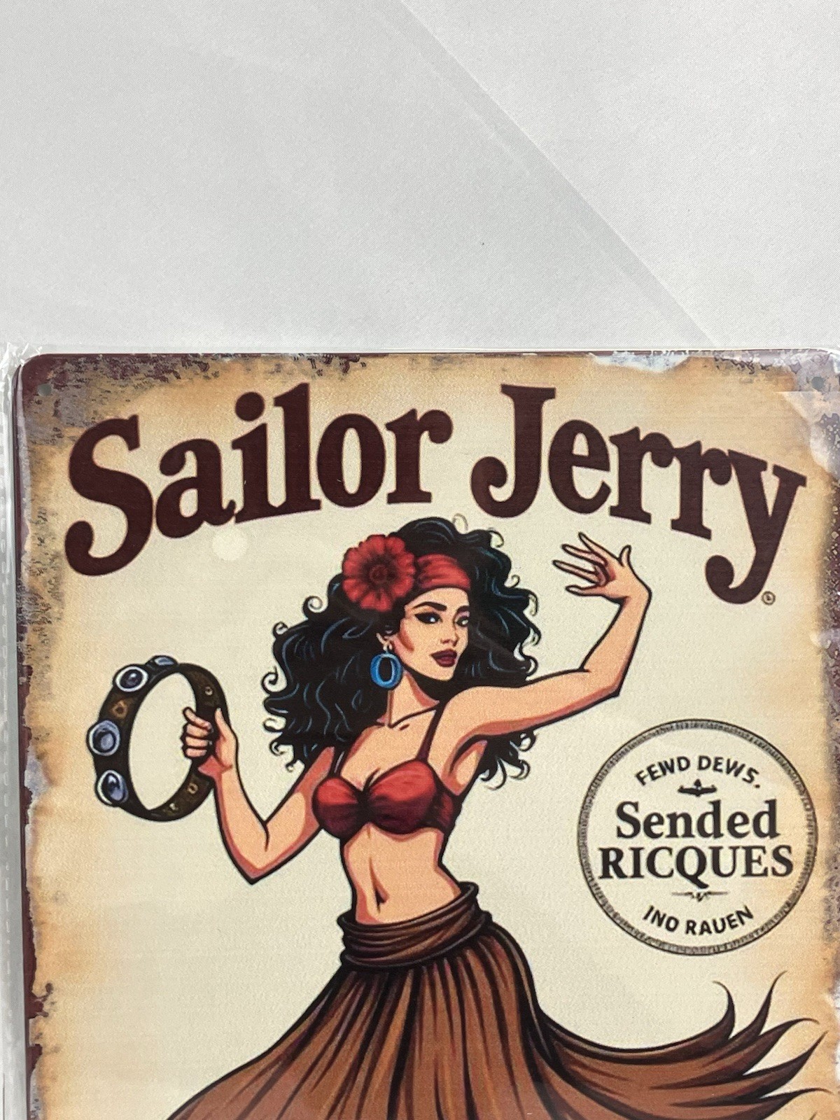 Sailor Jerry Metal Tin Sign 12″ x 8″ Vintage Style Tiki Bar Hula Girl New