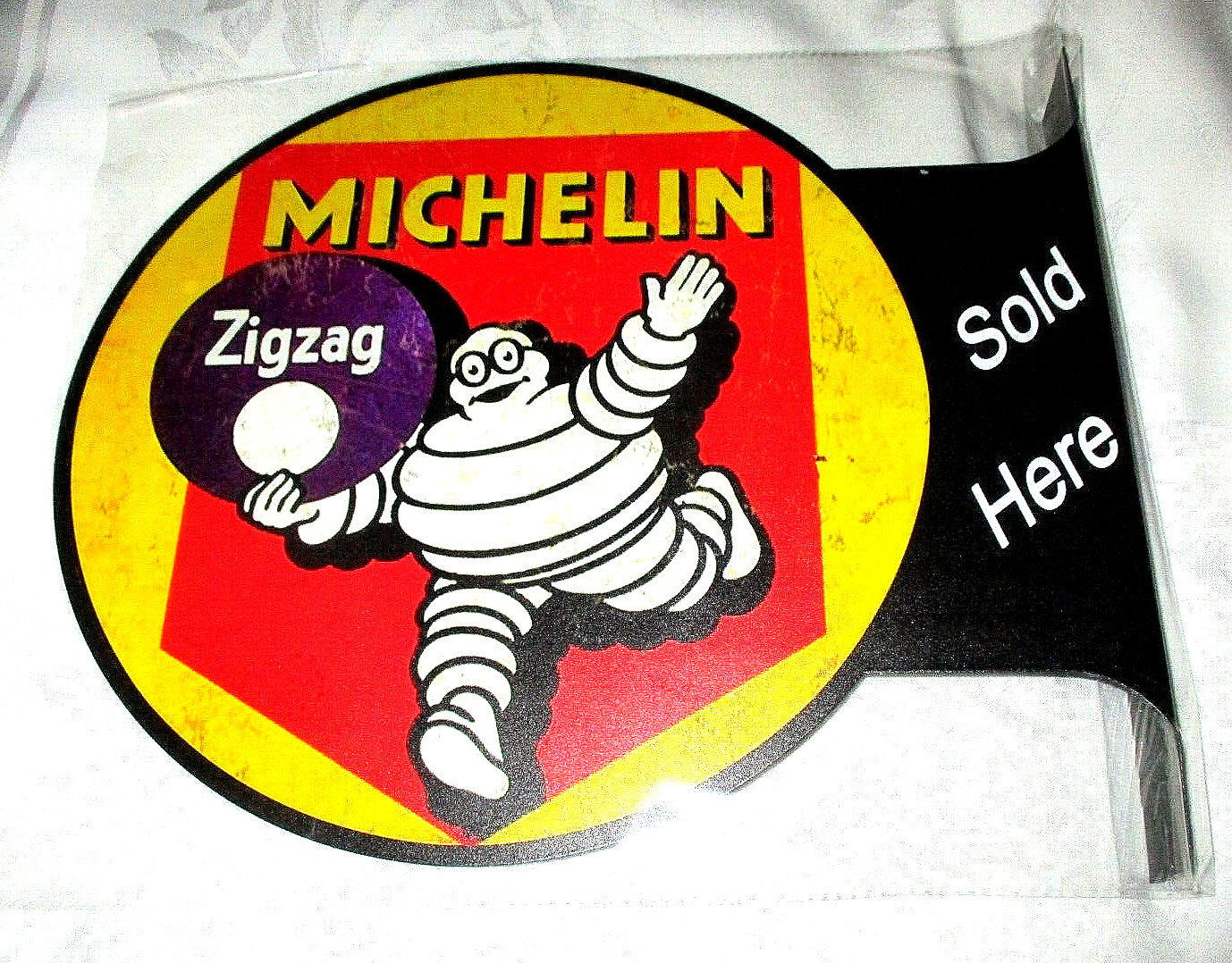 MICHELIN ‘Bidendum’ Double-Sided Imprint Metal Flange Sign #04 – NEW