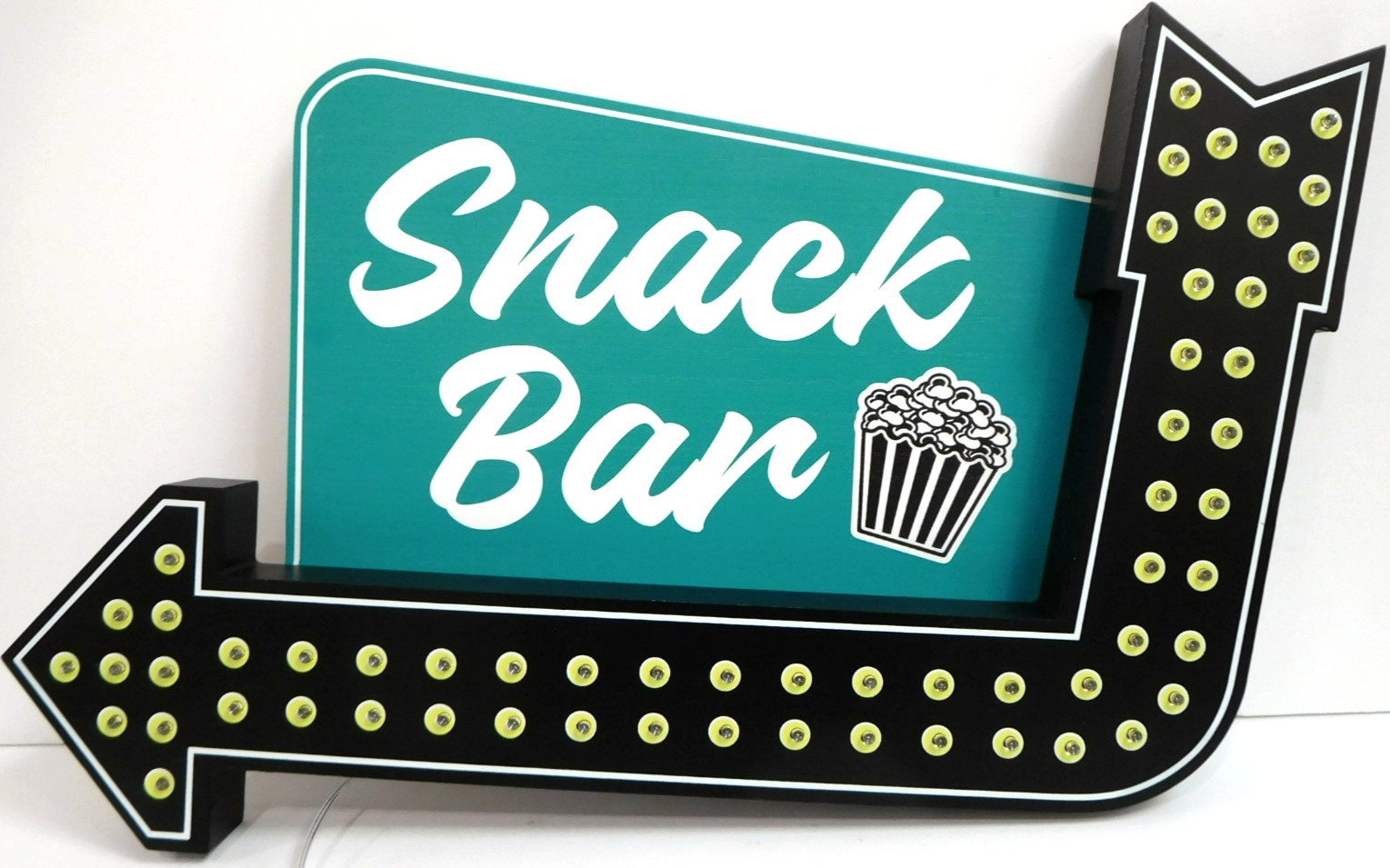 SNACK BAR SIGN ~ USB LED LIGHTS movie home theater wall art decor popcorn arrow