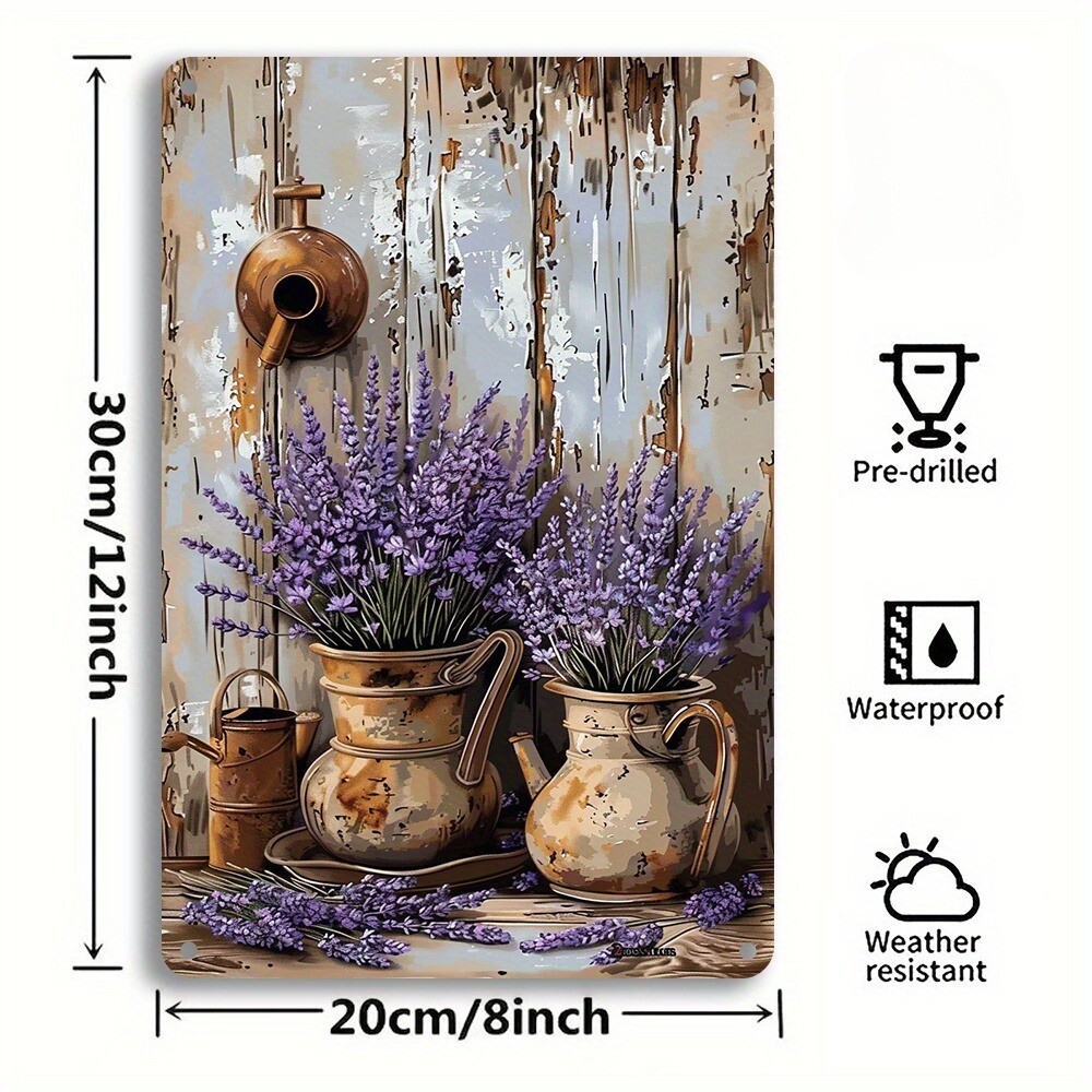 Lavender Wall Decor Tin Sign French Country Vintage Chic Signs Garden Yard 8×12″