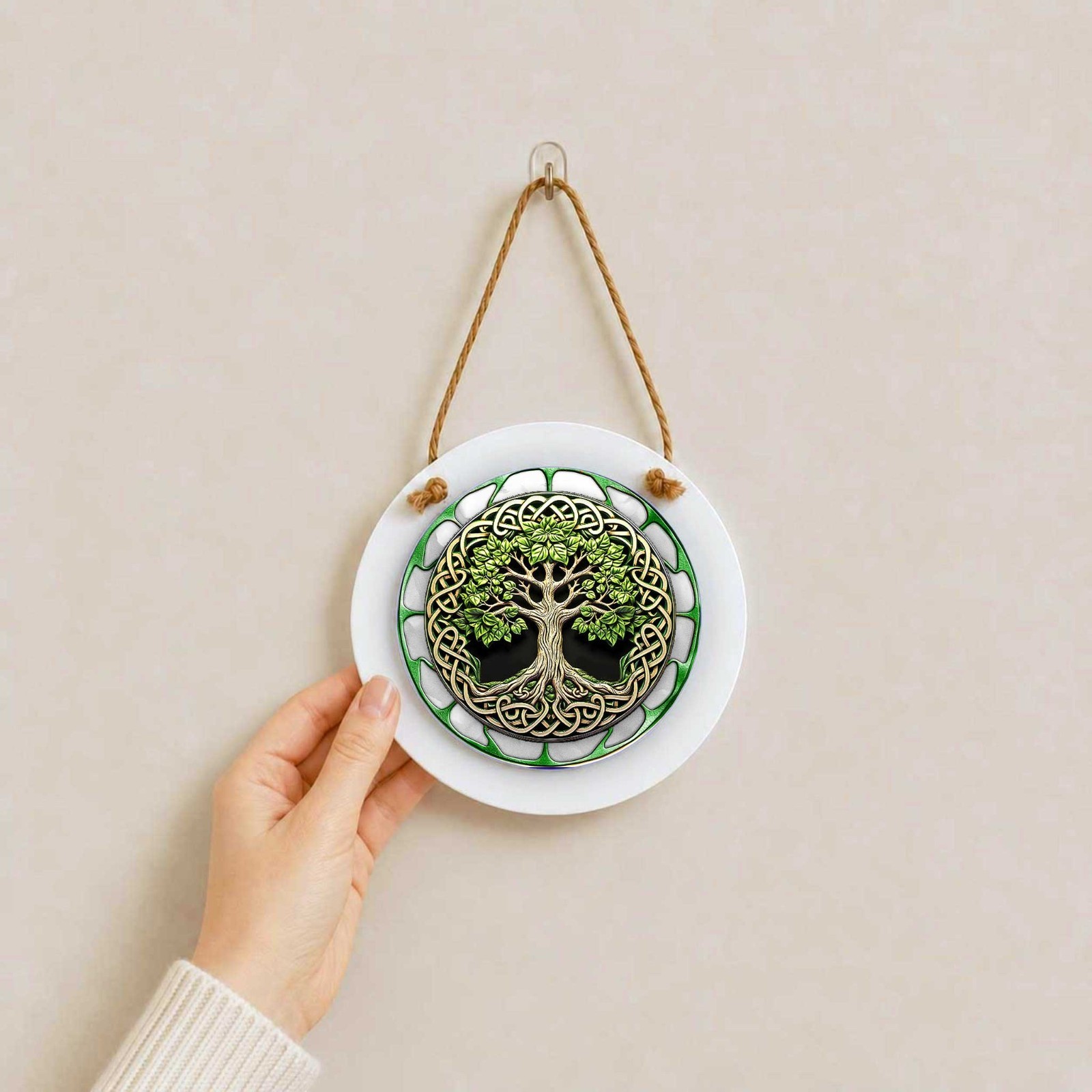 Tree of Life Sign – Small Wall or Window Hanging Wreath Accent Plaque 4.8 Inches