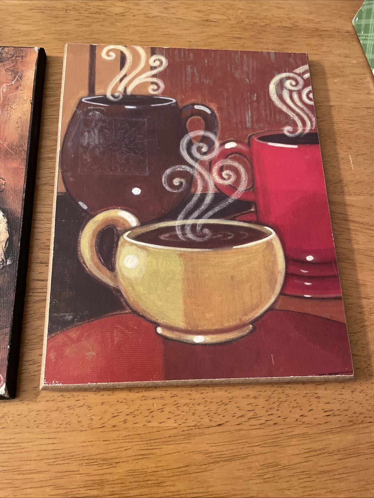 Pressed Wood Latte Coffee Café Kitchen Coffee Shop Decor Wall Plaques Set Of 3