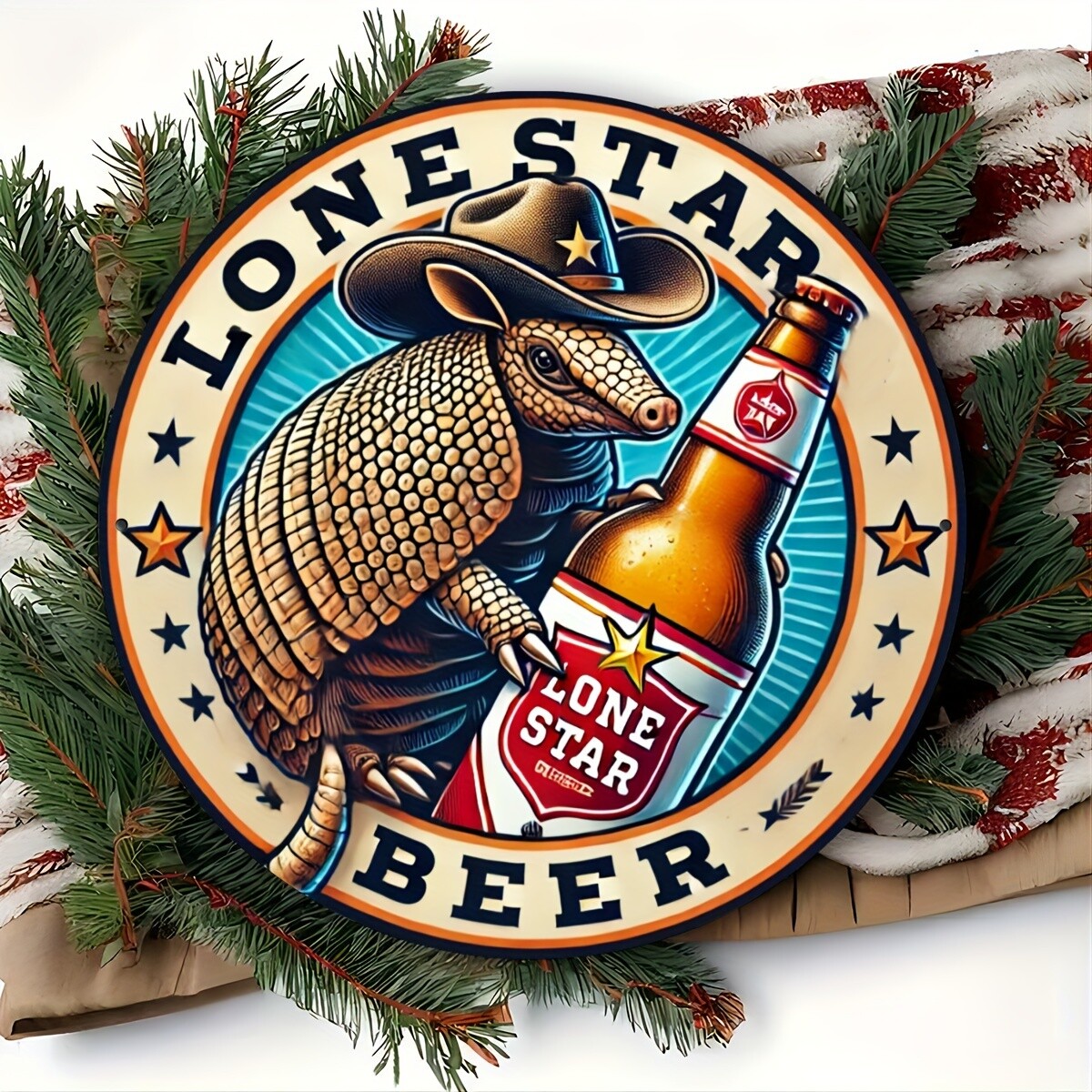 1pc Lone Star Beer – themed Western – style Aluminum Tin Metal Signs, 8×8 Inches
