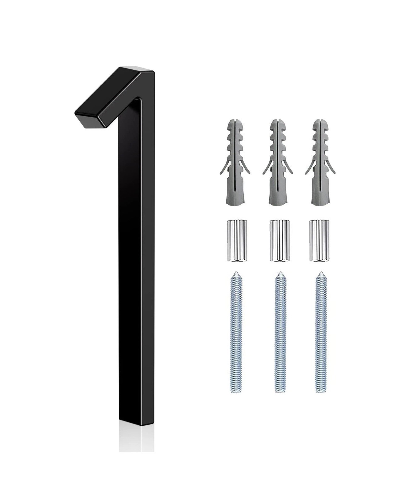6” Black Floating House Number 1 Modern Address Sign Mount Hardware Included