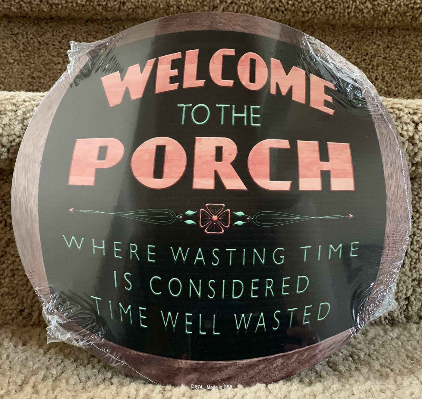 Welcome to the Porch 12″ Round Metal Sign Novelty Humor Funny Home Wall Decor