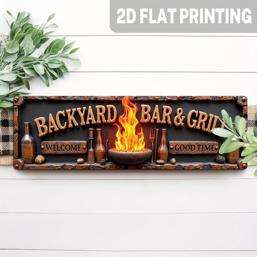 Funny Go On Git Tin Sign Vintage Backyard Bar Grill Rustic Metal Wall Decor 2D