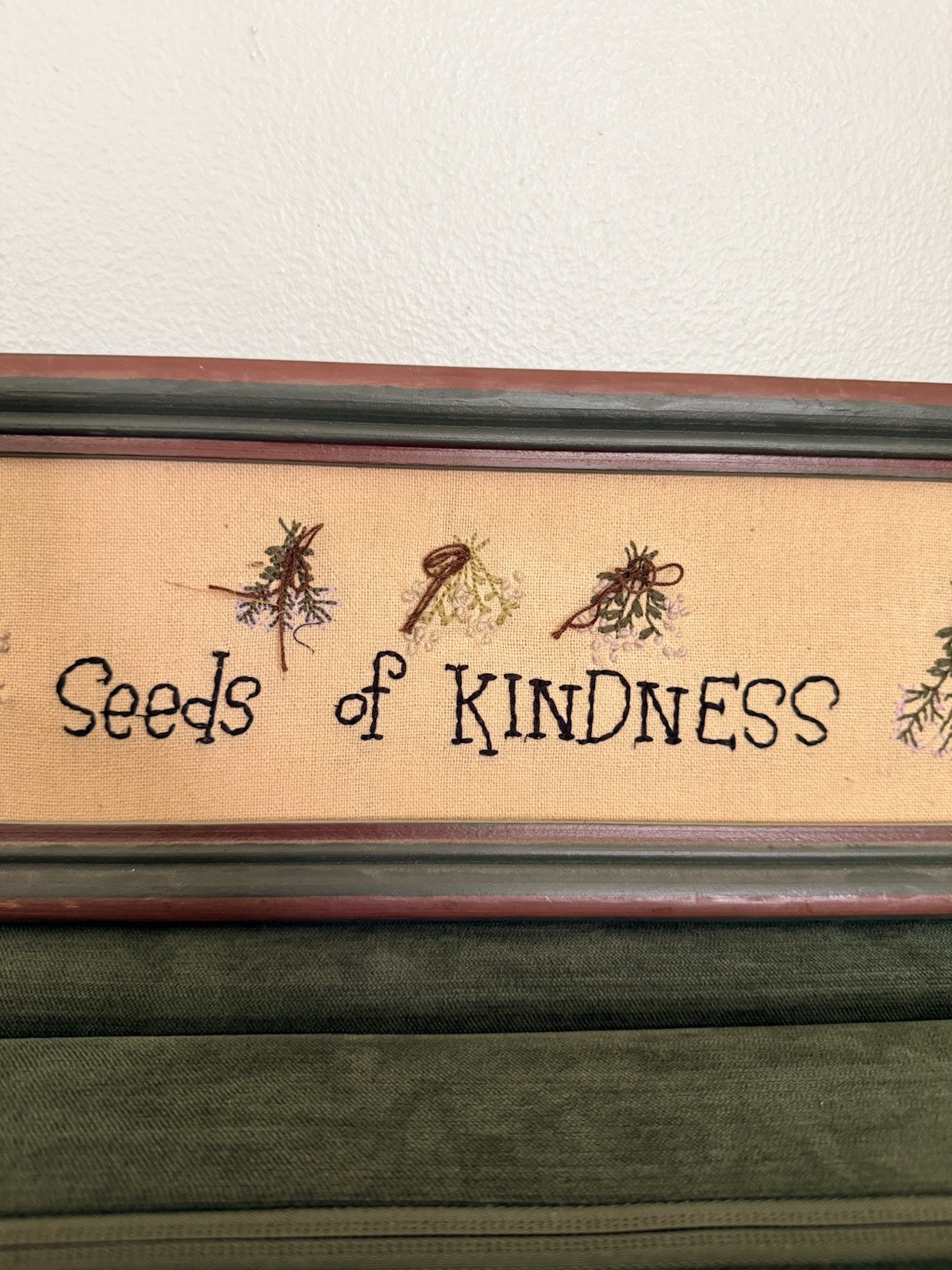 Seeds Of Kindness Wall Art Small Stitched Framed Farm Country Flowers 6×18