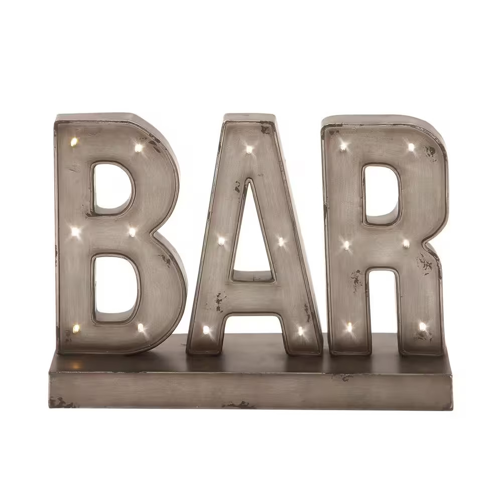 12 In. H Metal Bar Decorative Sign with LED Lights