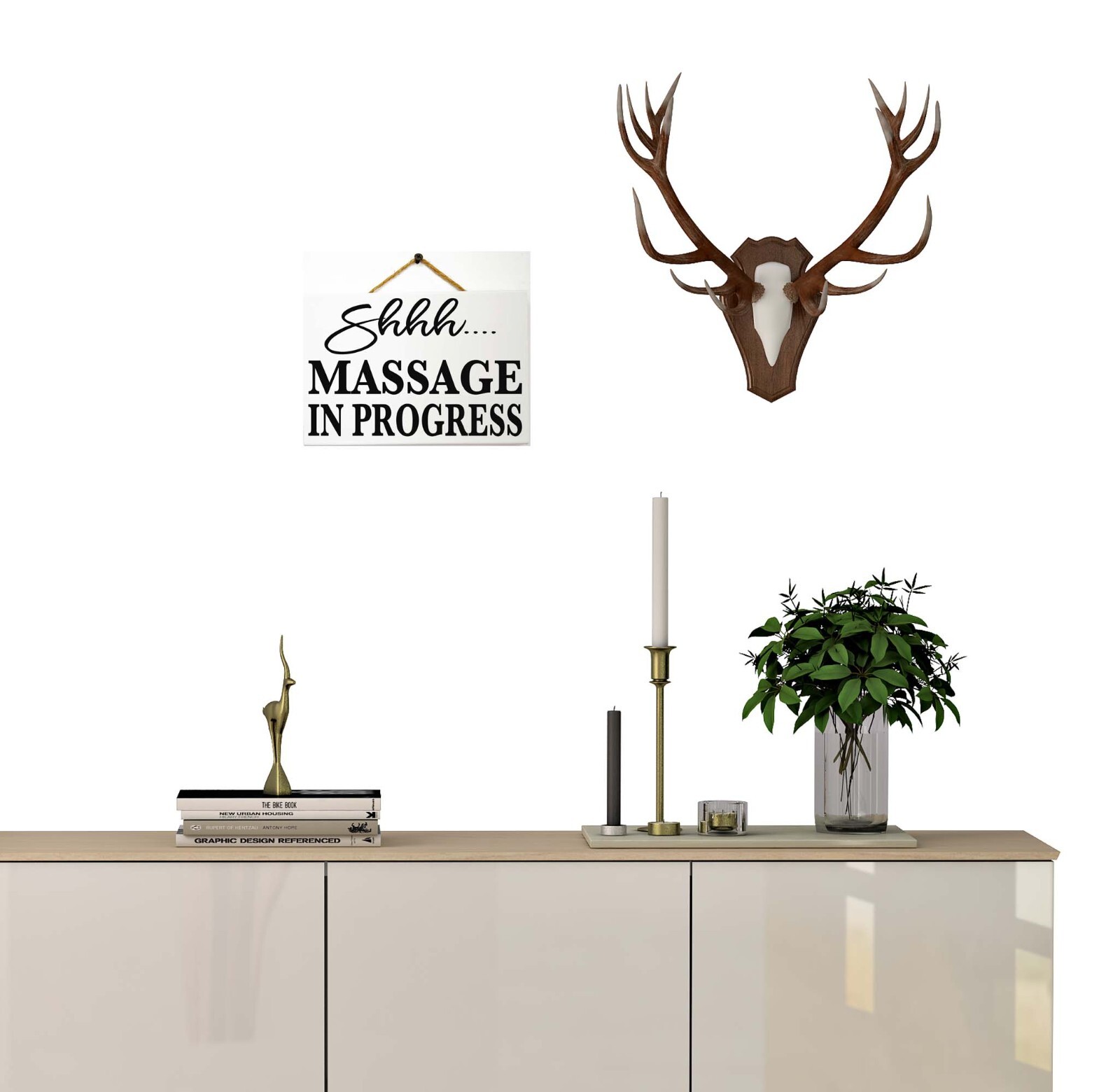 Shhh Massage in Progress Sign quiet do not disturb client therapy spa doorhanger