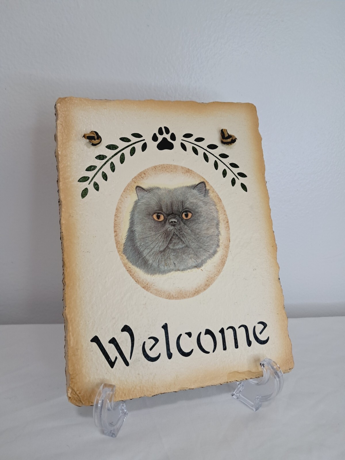Persian Cat Welcome Sign Front Porch/Entryway Decor