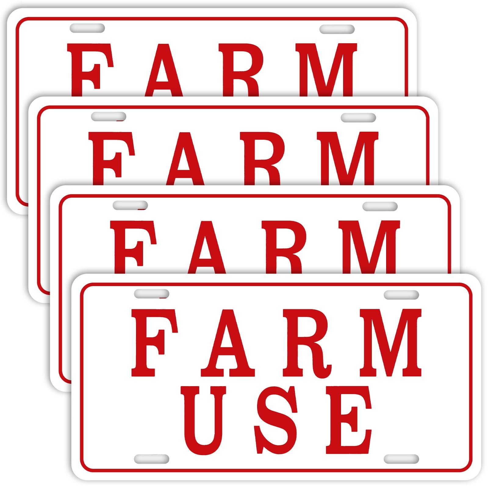Blulu 4 Pieces Farm Use ID Tag Sign 12 x 6 Inch, 12 x 6 inches, red, white