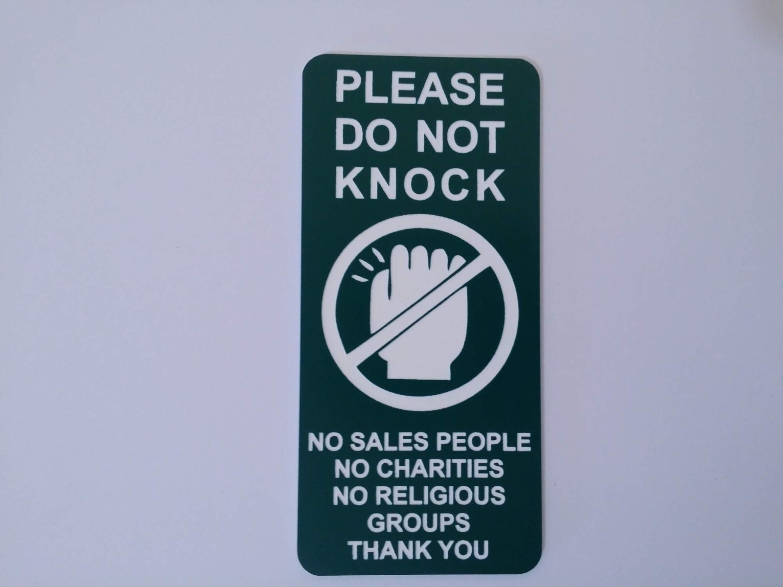 Please Do Not Knock Sign Plaque No Sales People Charities Religious Groups