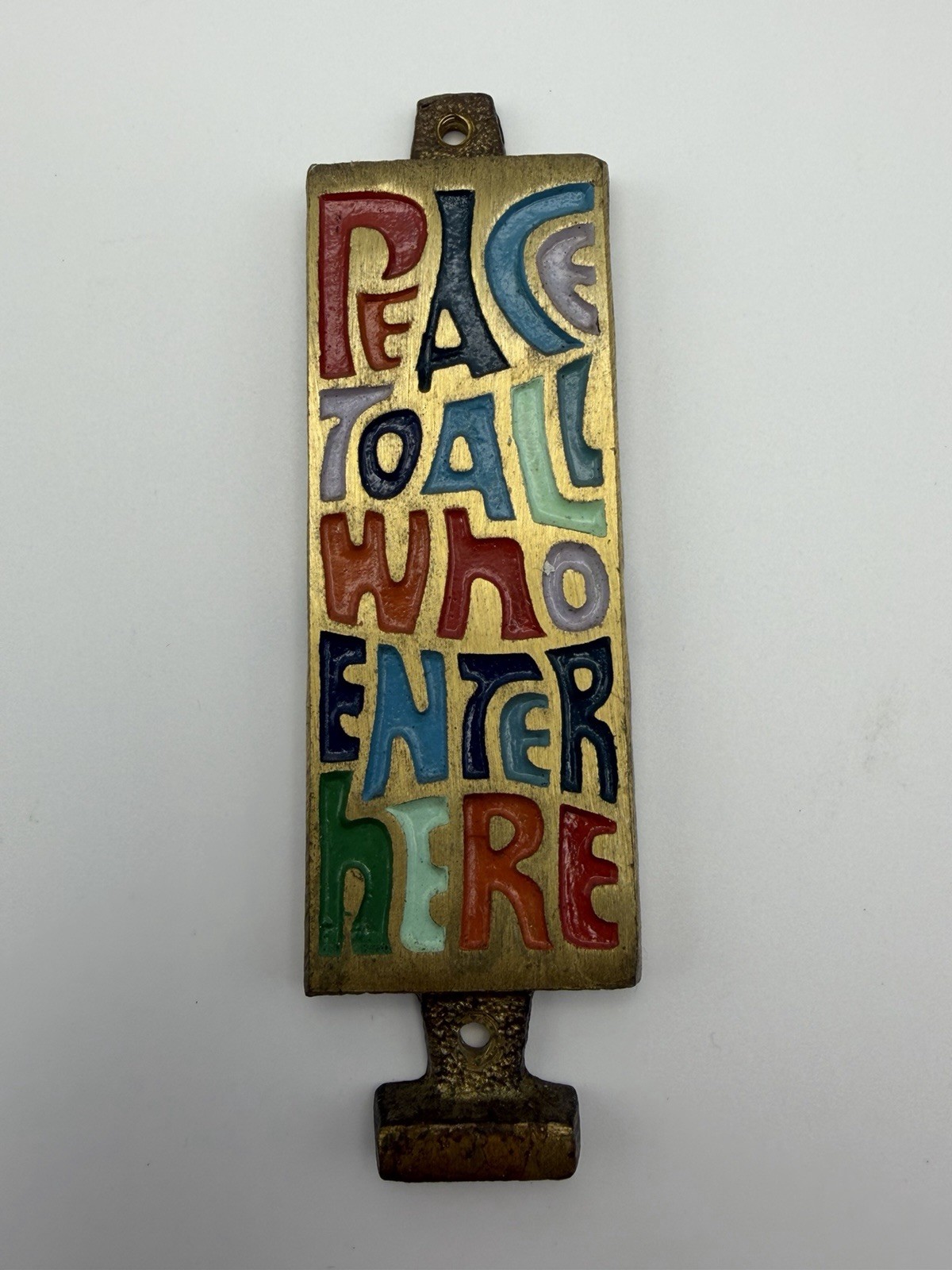 Vintage 1969 Terra Sancta Guild Israel Peace To All Who Enter Here Brass Door Pl