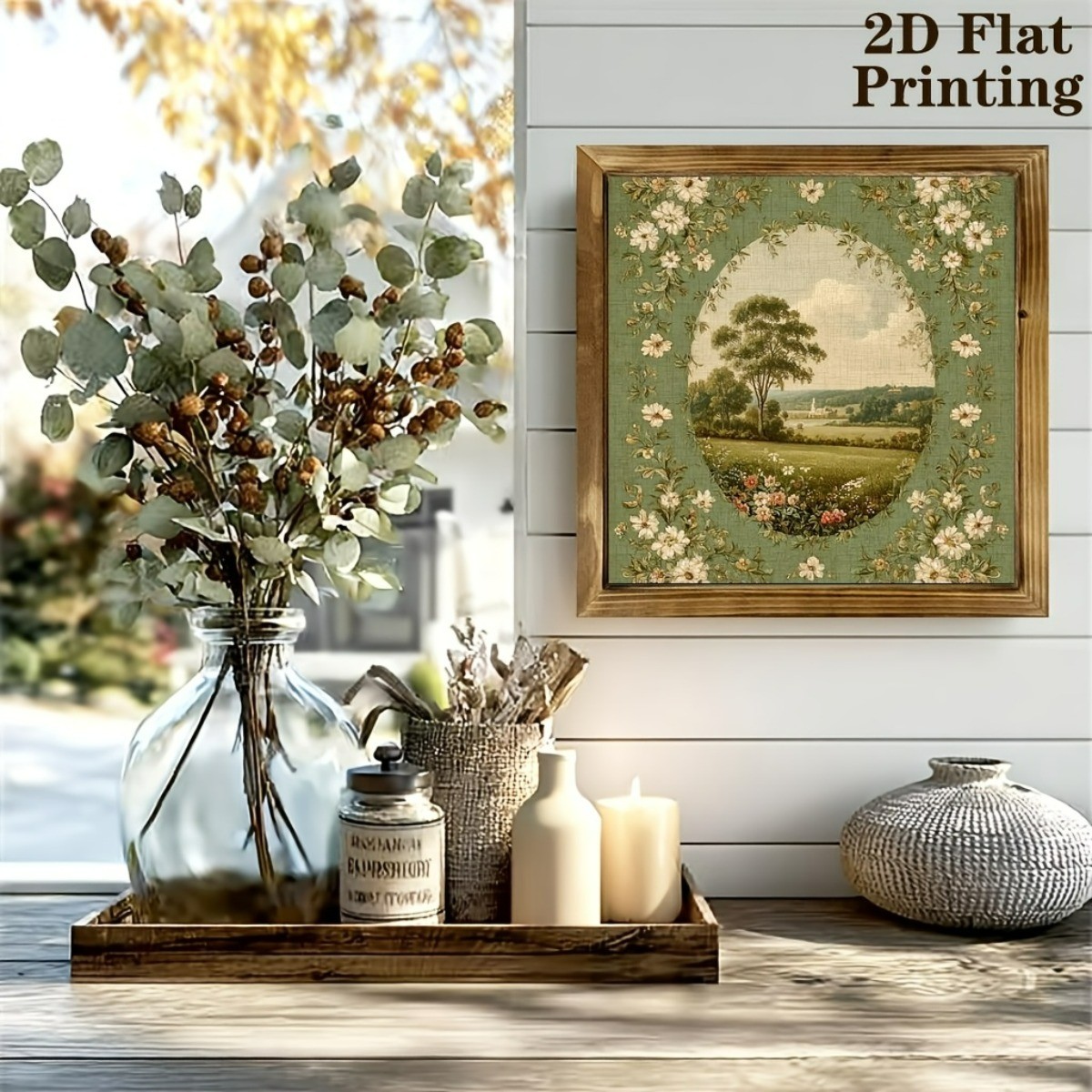 Rustic Landscape Wooden Sign French Postal Floral Decor for Bedroom Living Room
